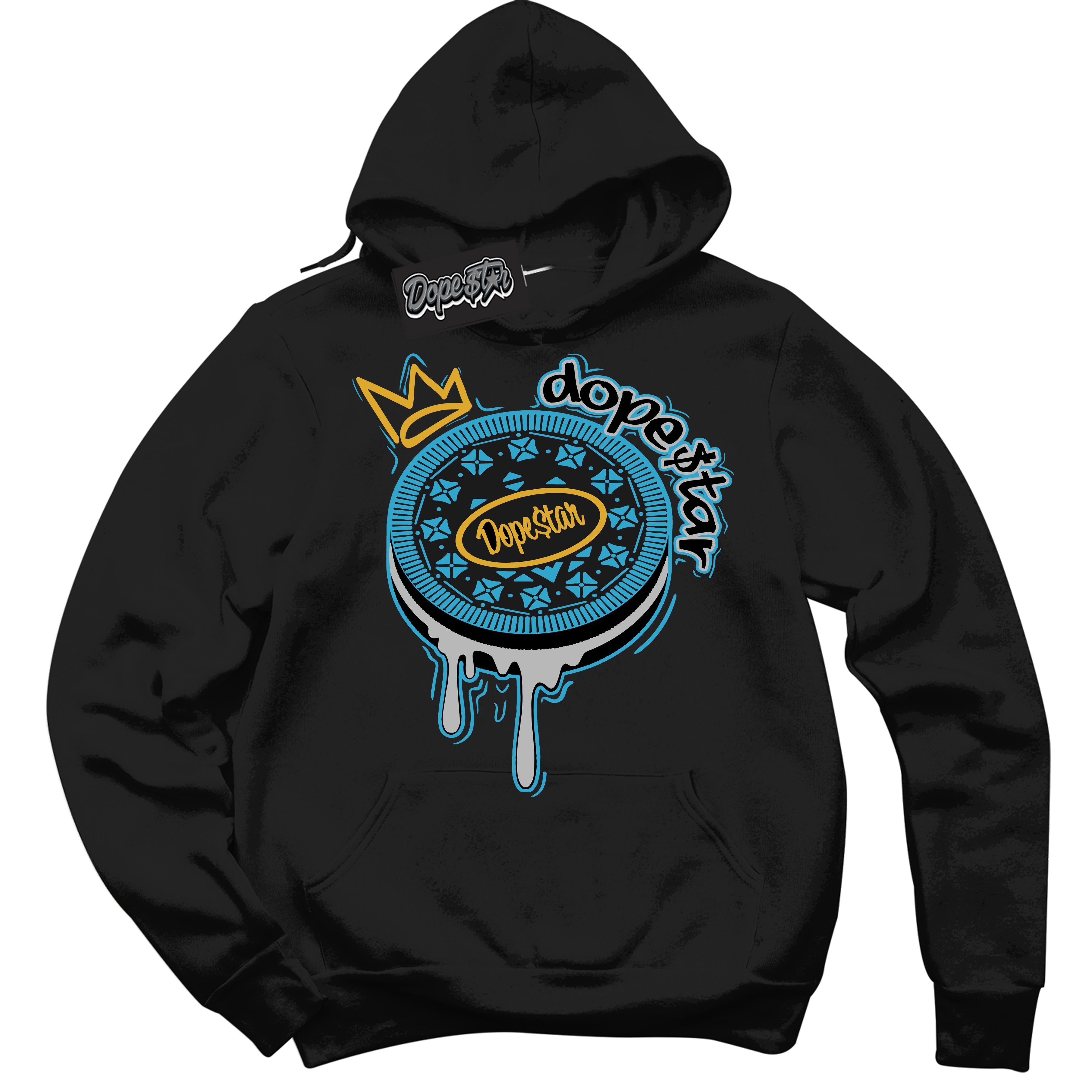 Cool Black Hoodie with “ Oreo DS ”  design that Perfectly Matches Aqua 5s Sneakers.