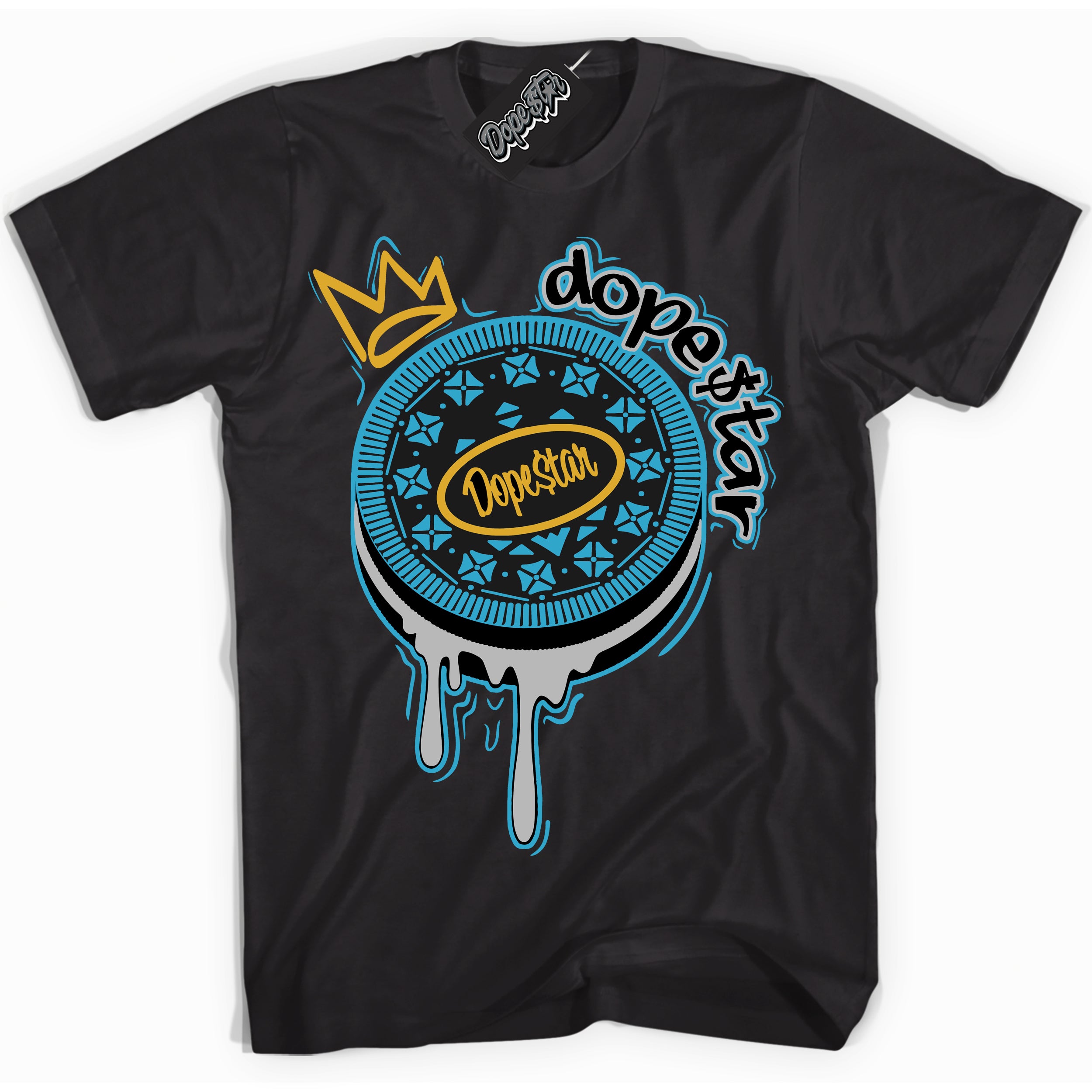 Cool Black Shirt with “ Oreo DS” design that perfectly matches Aqua 5s Sneakers.
