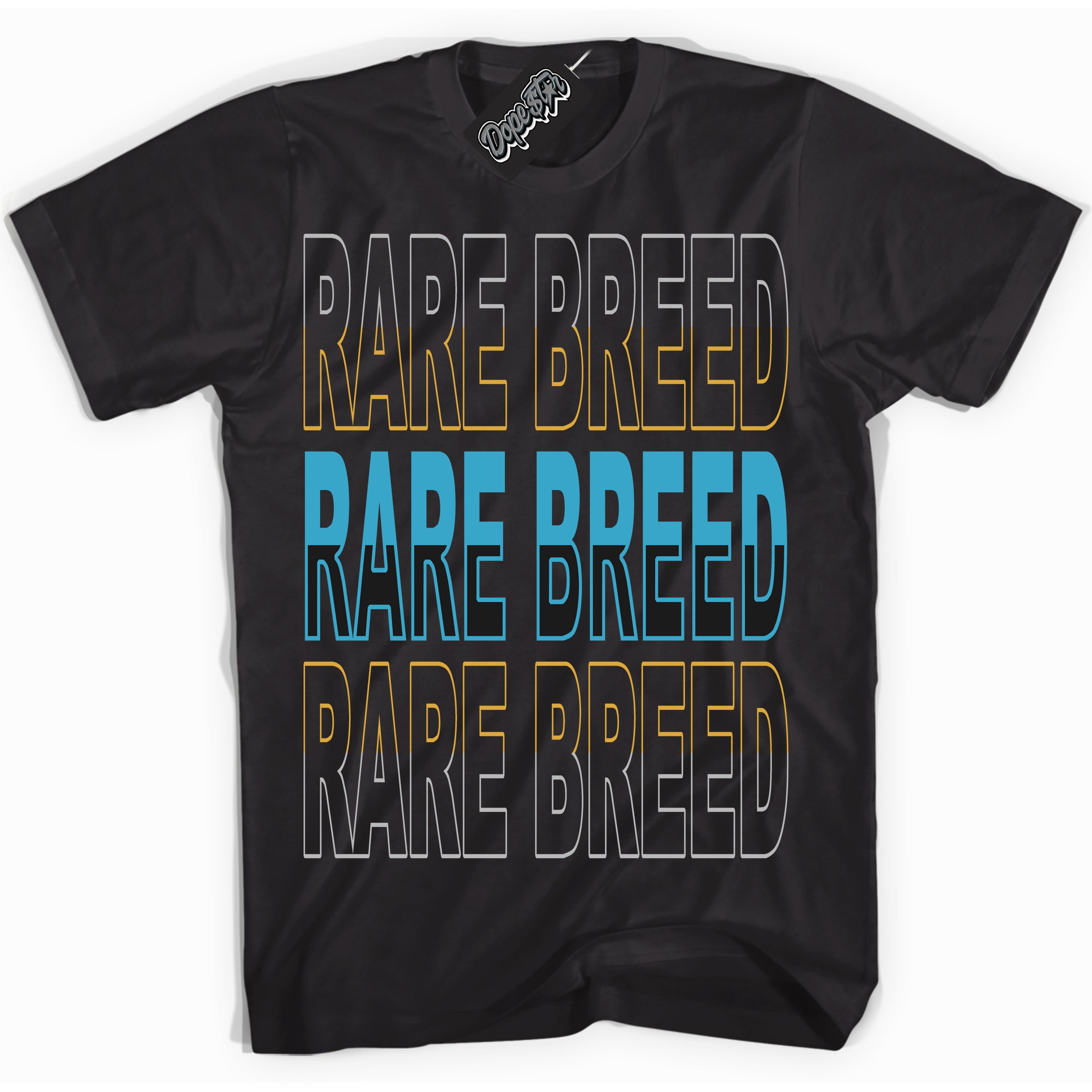 Cool Black Shirt with “ Rare Breed” design that perfectly matches Aqua 5s Sneakers.