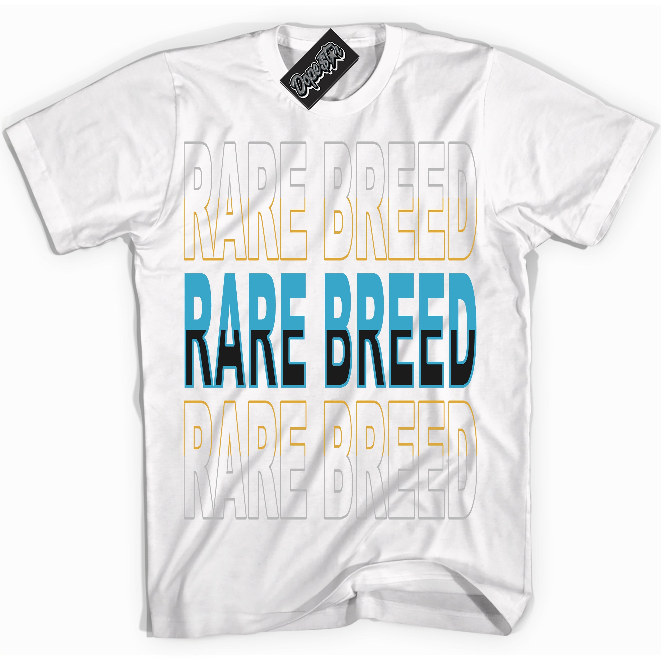 Cool White Shirt with “ Rare Breed” design that perfectly matches Aqua 5s Sneakers.