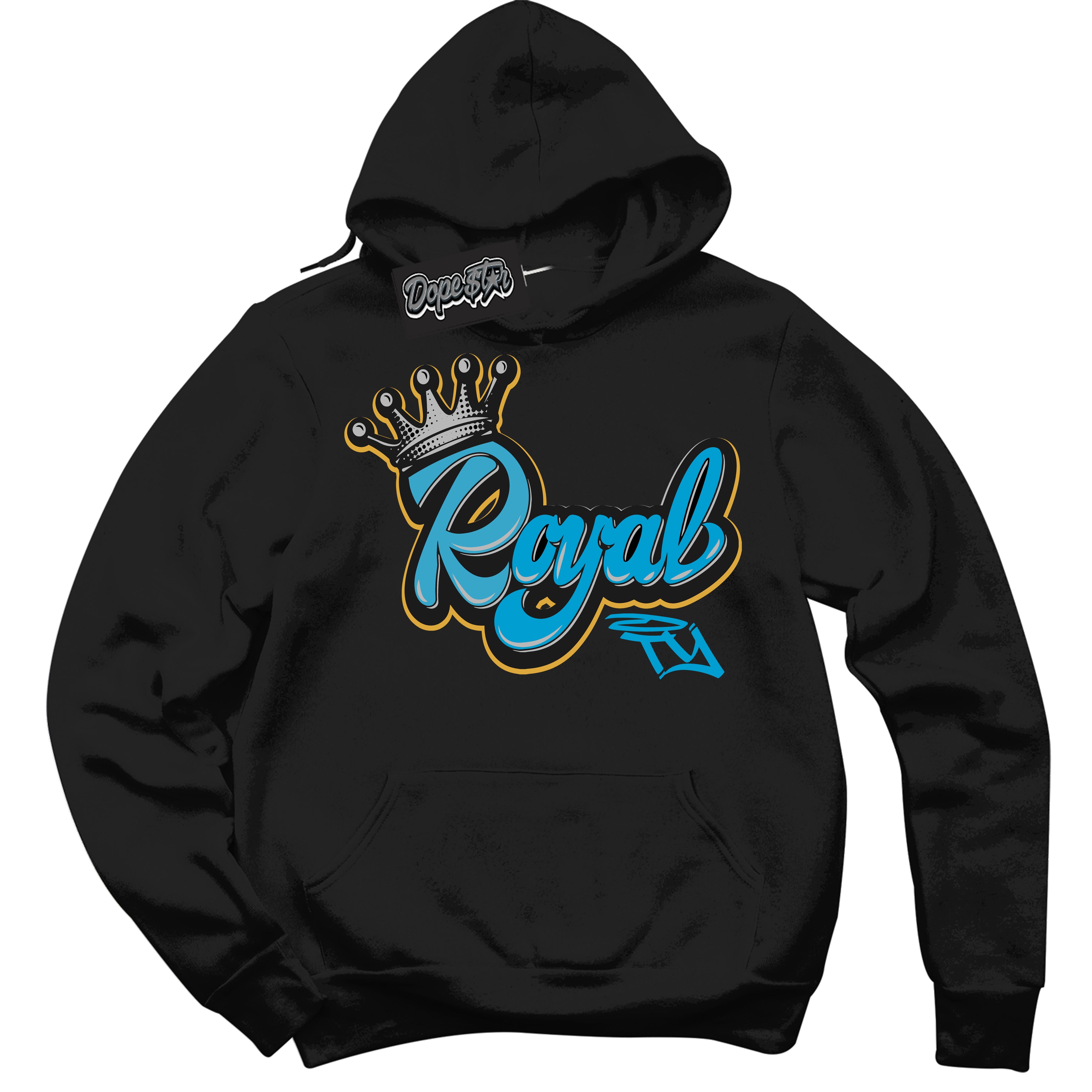 Cool Black Hoodie with “ Royalty ”  design that Perfectly Matches Aqua 5s Sneakers.