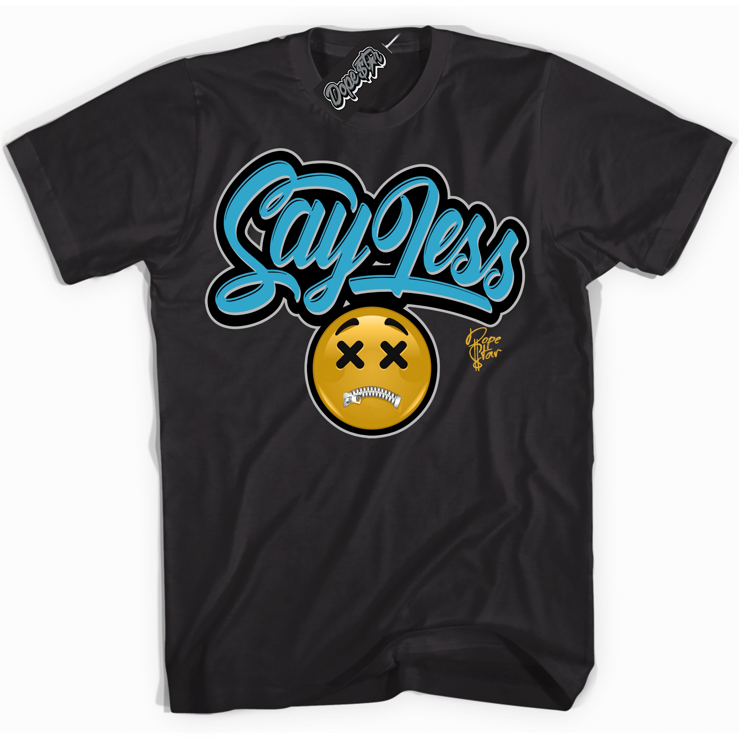 Cool Black Shirt with “ Say Less” design that perfectly matches Aqua 5s Sneakers.