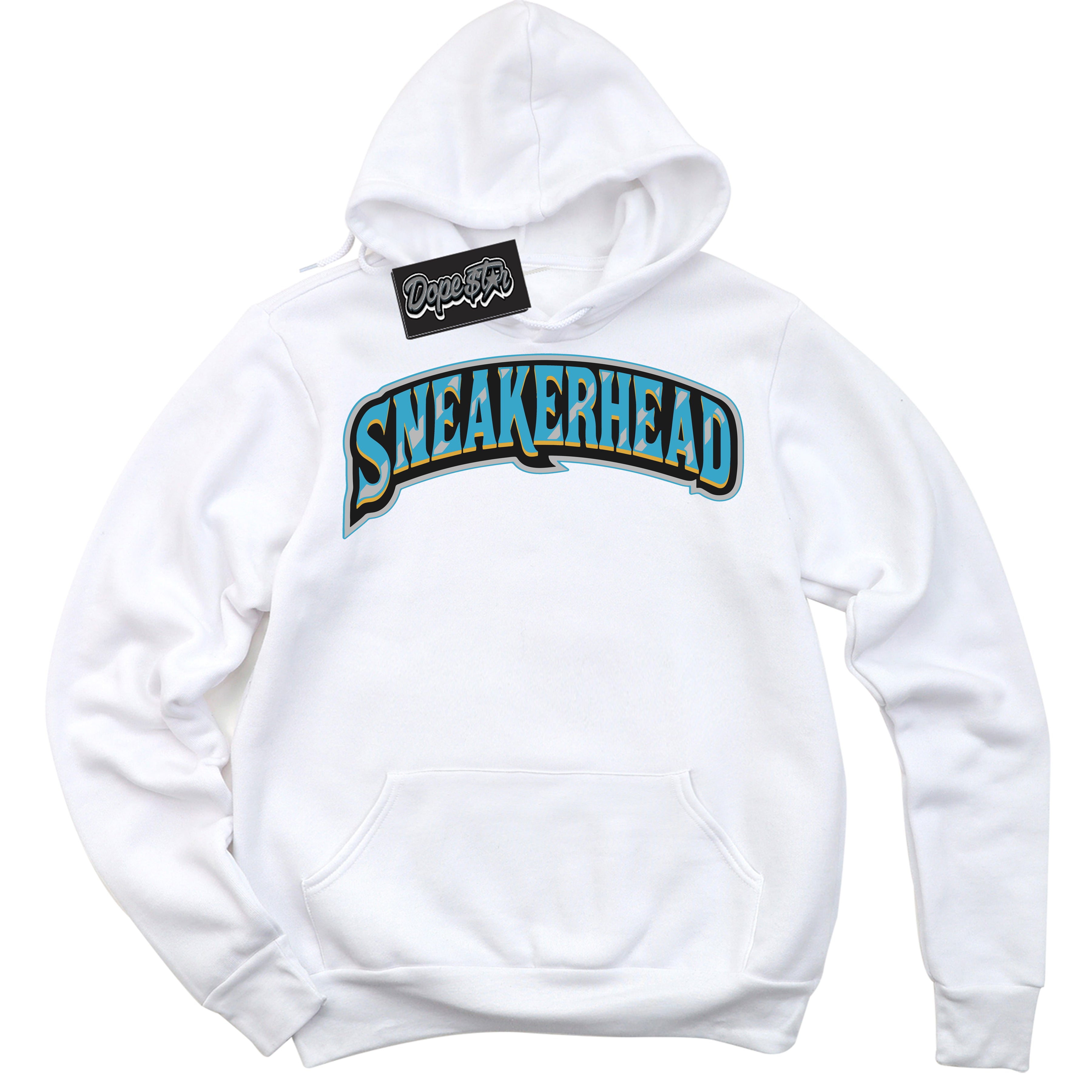 Cool White Hoodie with “ Sneakerhead ”  design that Perfectly Matches Aqua 5s Sneakers.