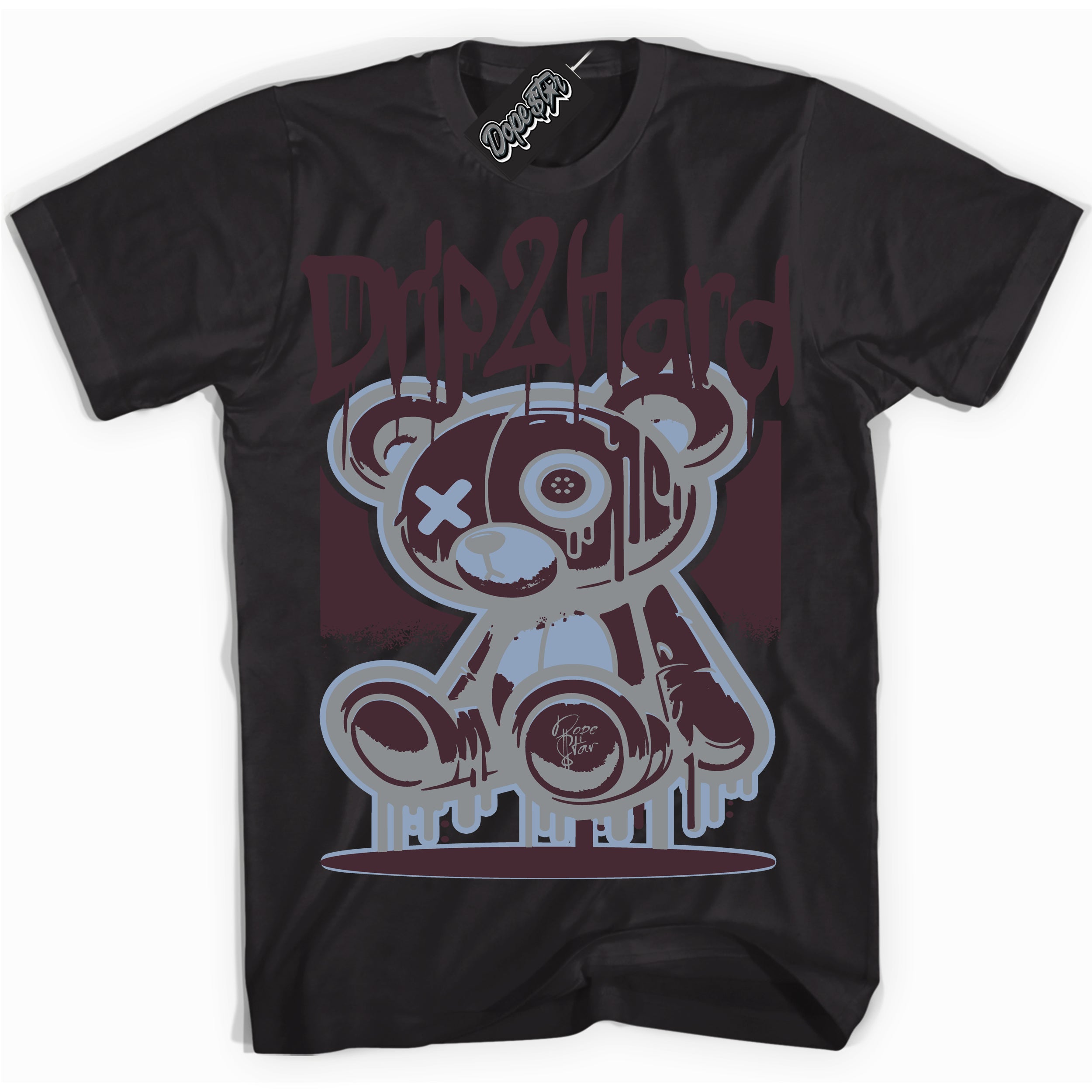 Cool Black graphic tee with “ Drip 2 Hard ” design, that perfectly matches Burgundy 5s