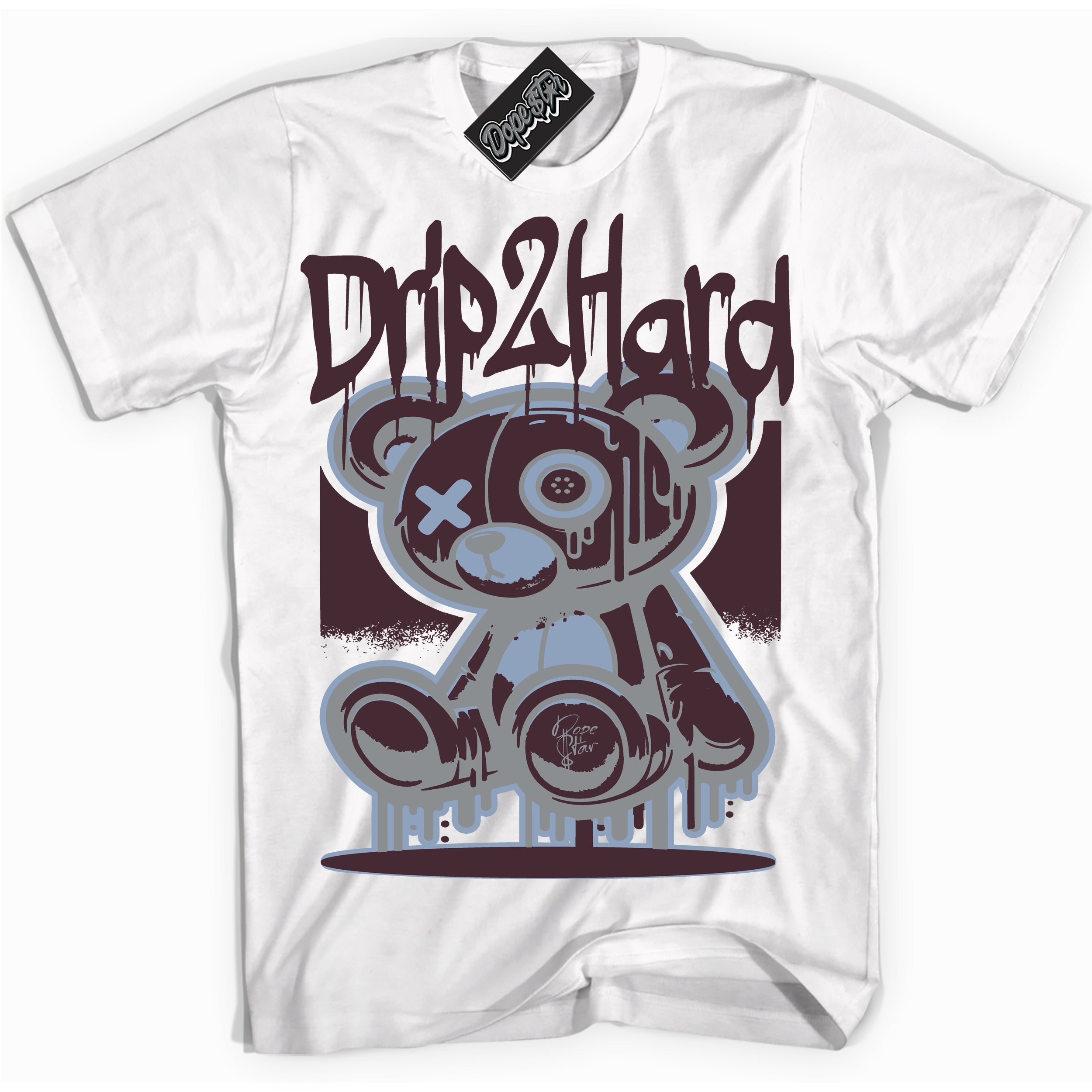 Cool White graphic tee with “ Drip 2 Hard ” design, that perfectly matches Burgundy 5s
