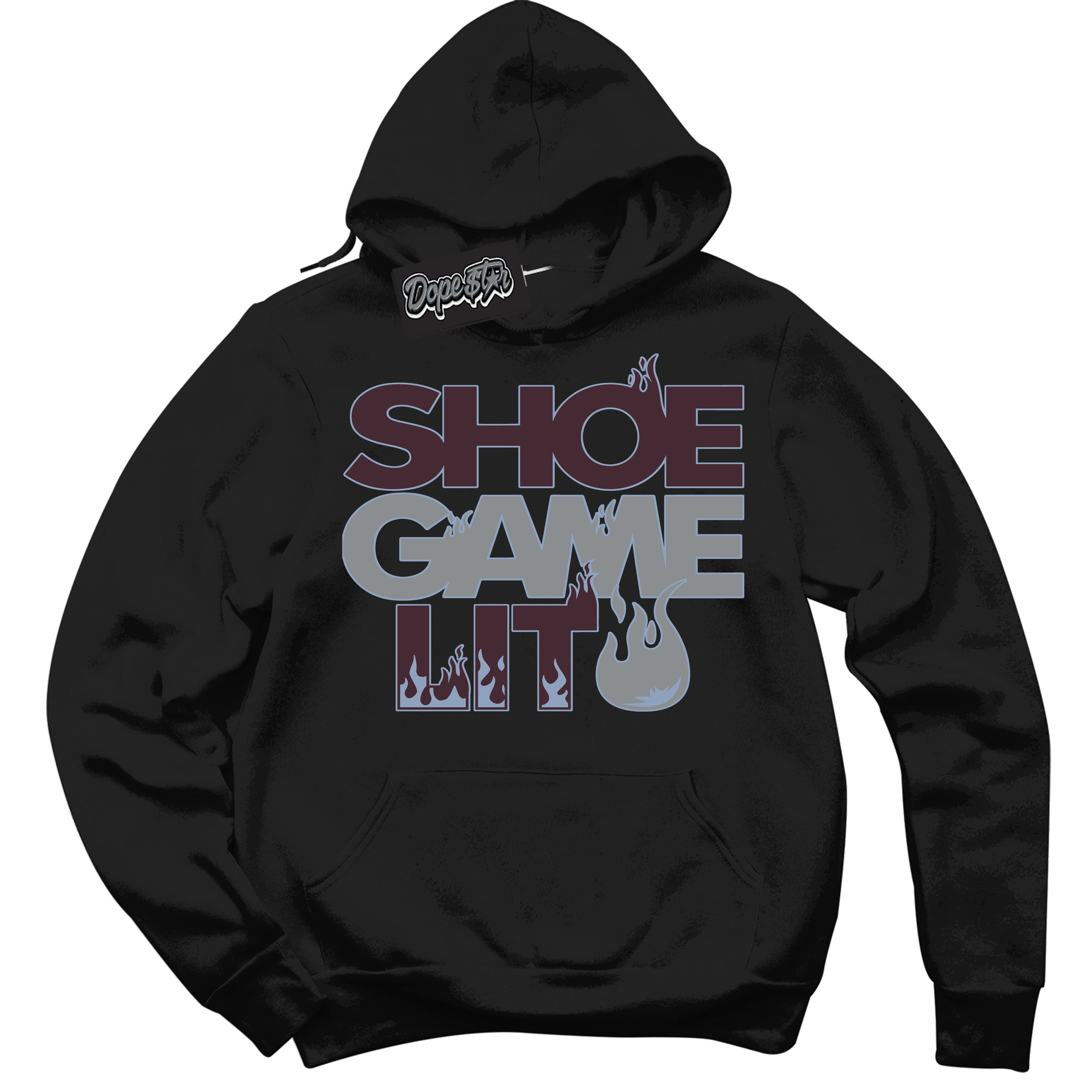 Cool Black Hoodie with “ Shoe Game Lit '' design that Perfectly Matches  Burgundy 5s Sneakers.