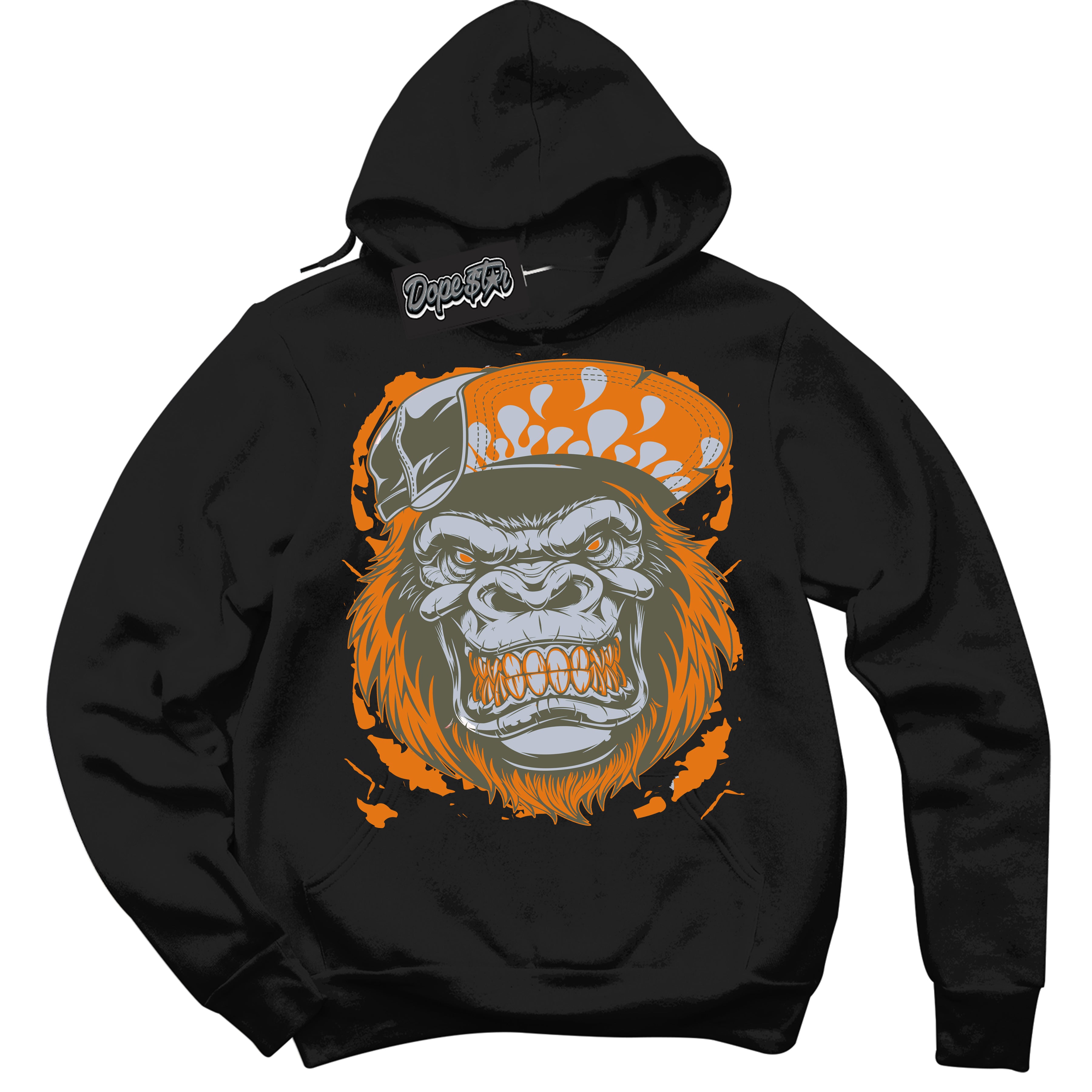 Cool Black Hoodie with “ Gorilla Beast ”  design that Perfectly Matches Olive 5s Sneakers.