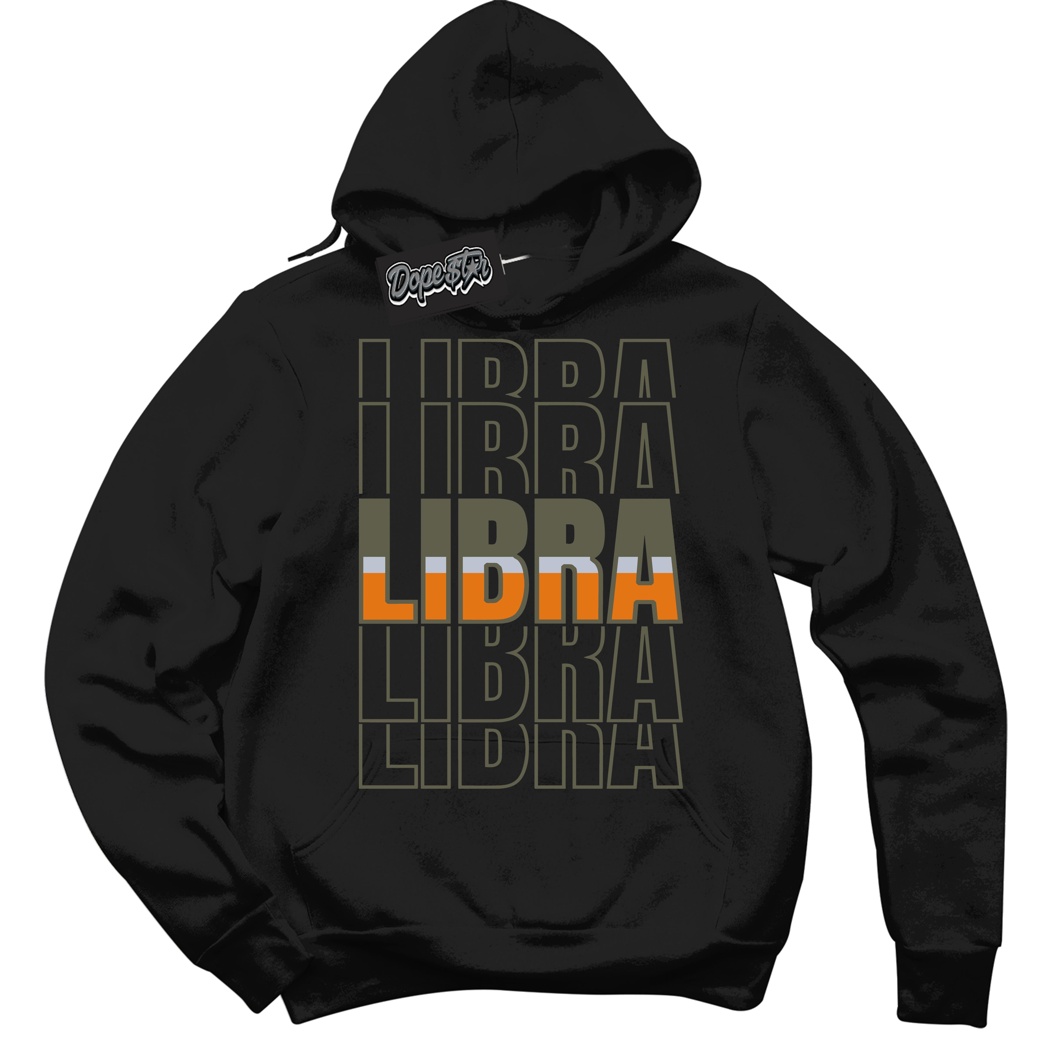 Cool Black Hoodie with “ Libra ”  design that Perfectly Matches Olive 5s Sneakers.