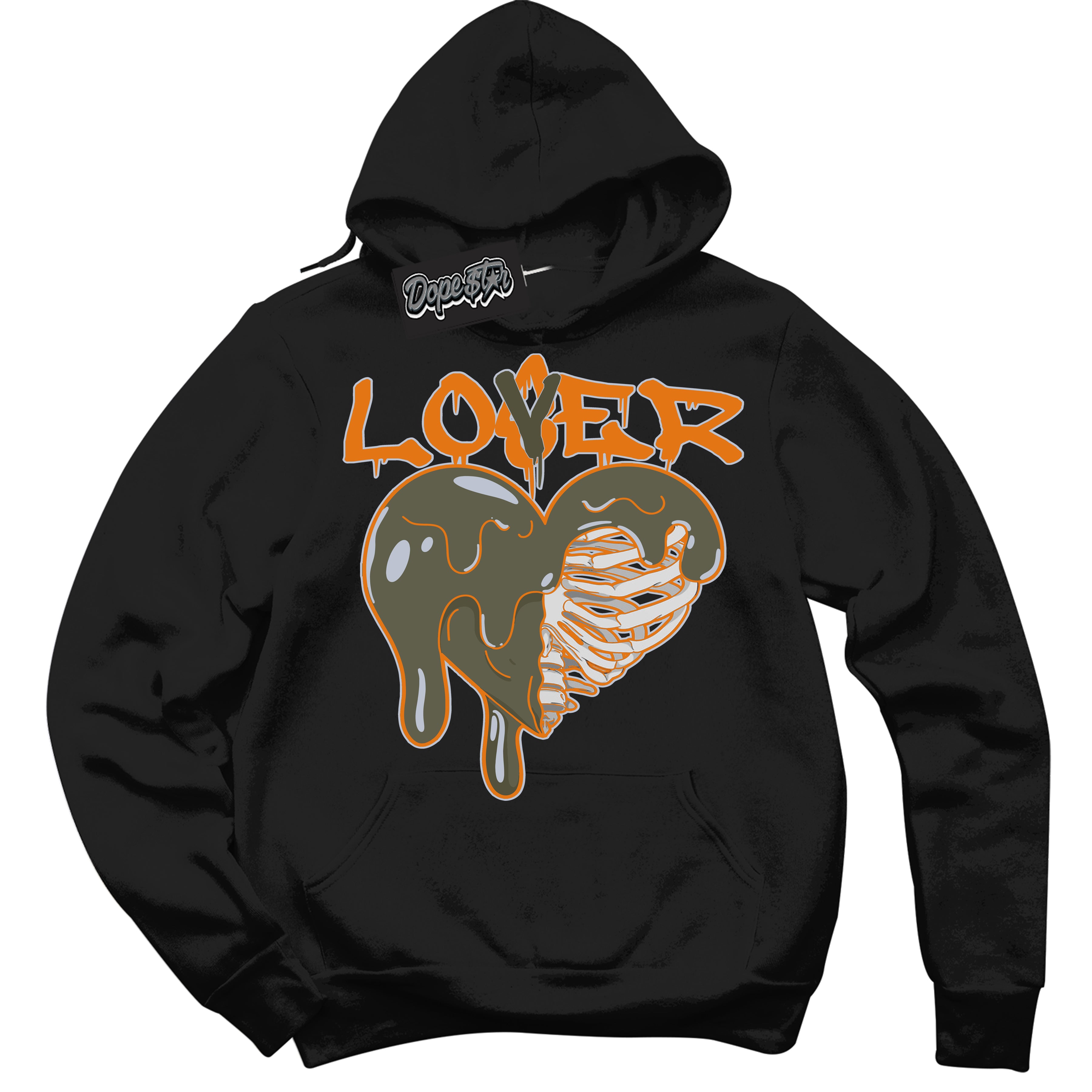 Cool Black Hoodie with “ Lover Loser ”  design that Perfectly Matches Olive 5s Sneakers.