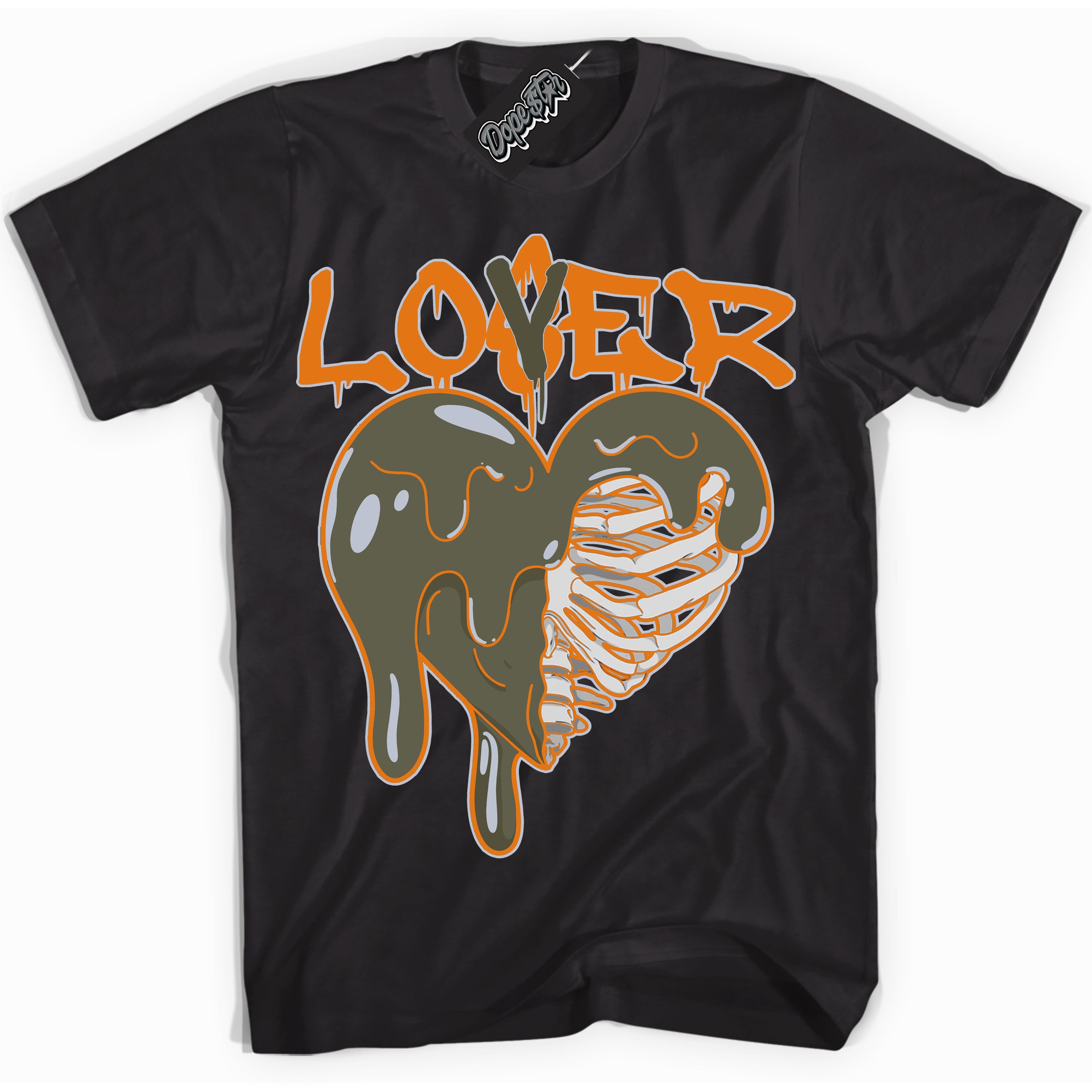 Cool Black Shirt with “ Lover Loser” design that perfectly matches Olive 5s Sneakers.