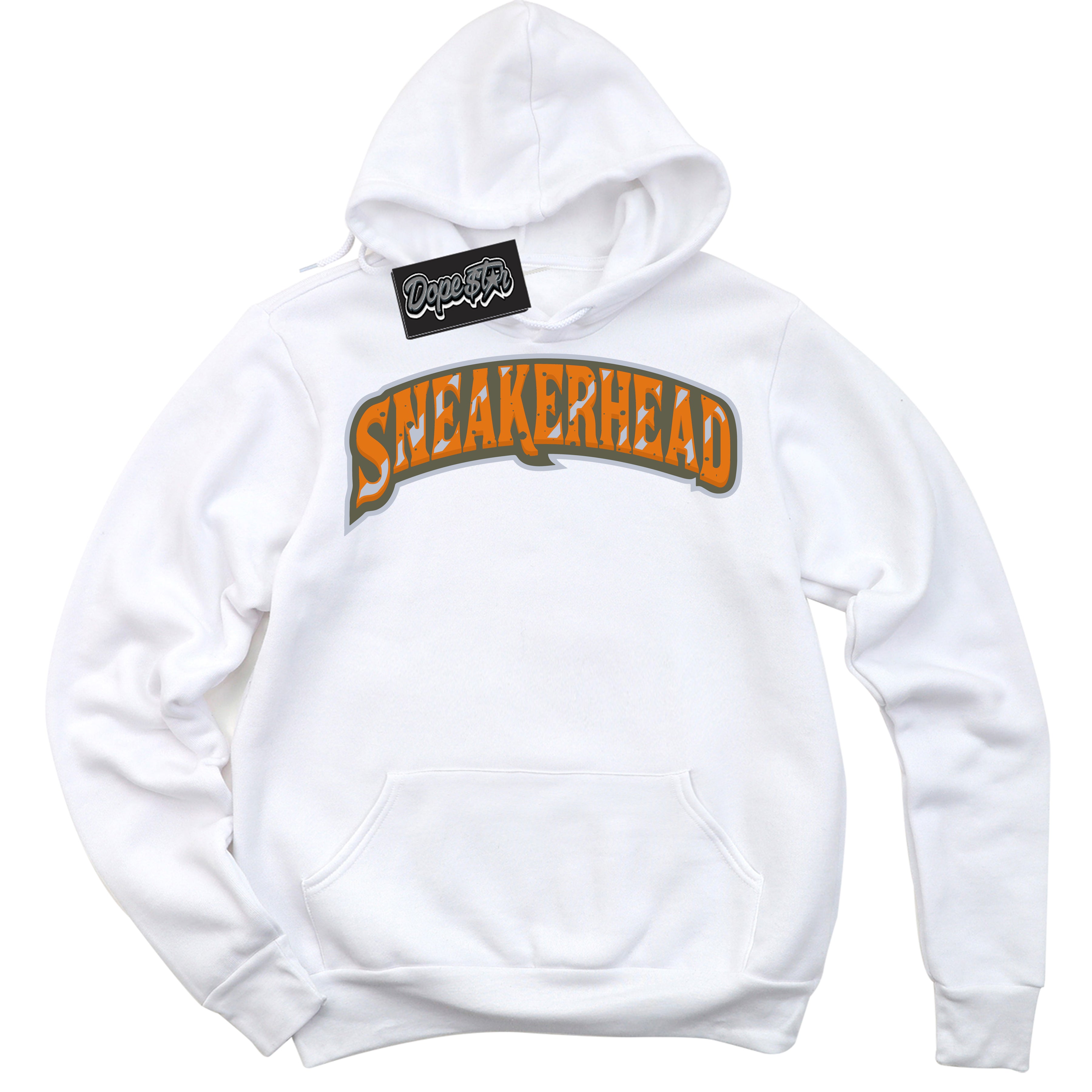 Cool White Hoodie with “ Sneakerhead ”  design that Perfectly Matches Olive 5s Sneakers.