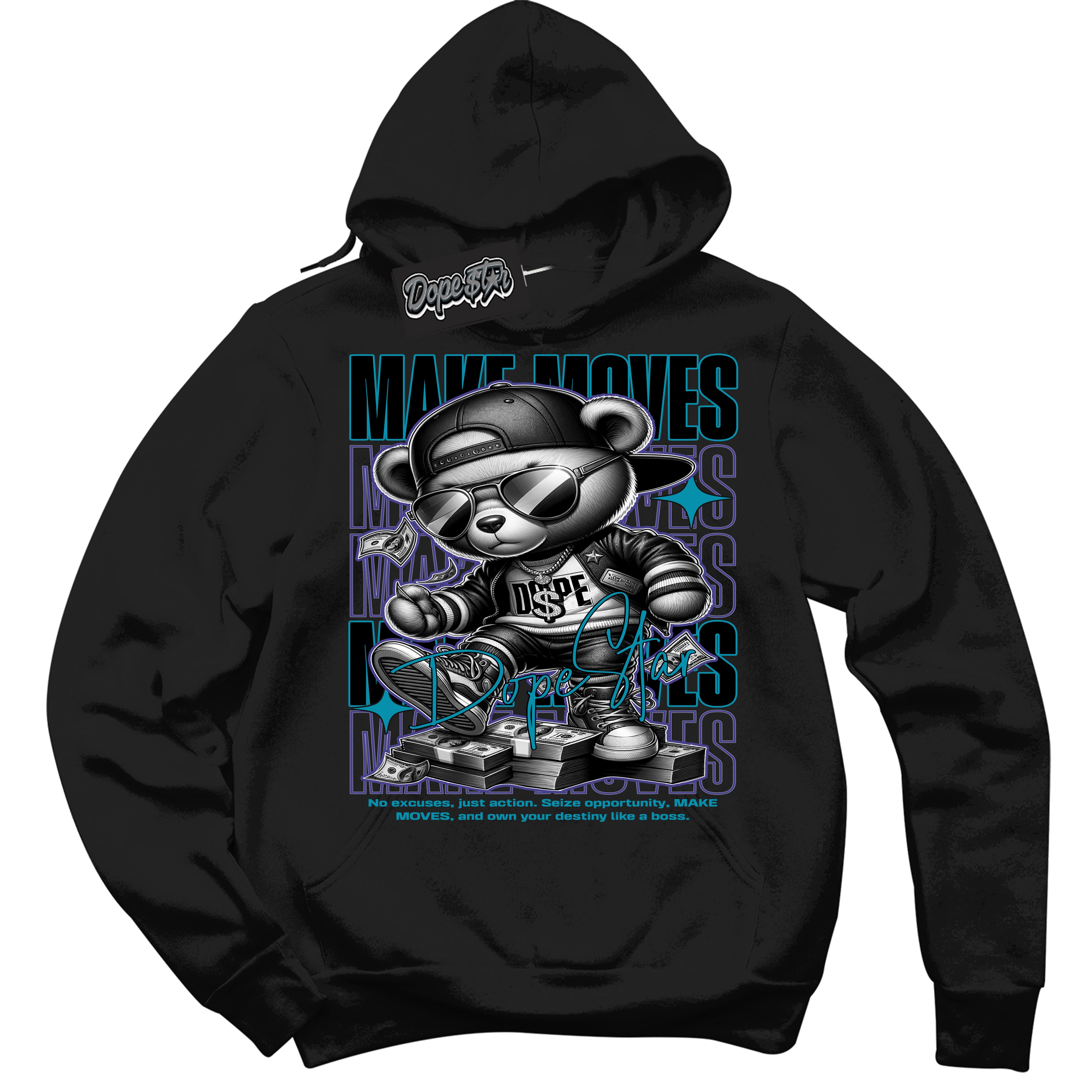 Cool Black Hoodie with “ Makin Moves ”  design that Perfectly Matches Aqua 6s Sneakers.