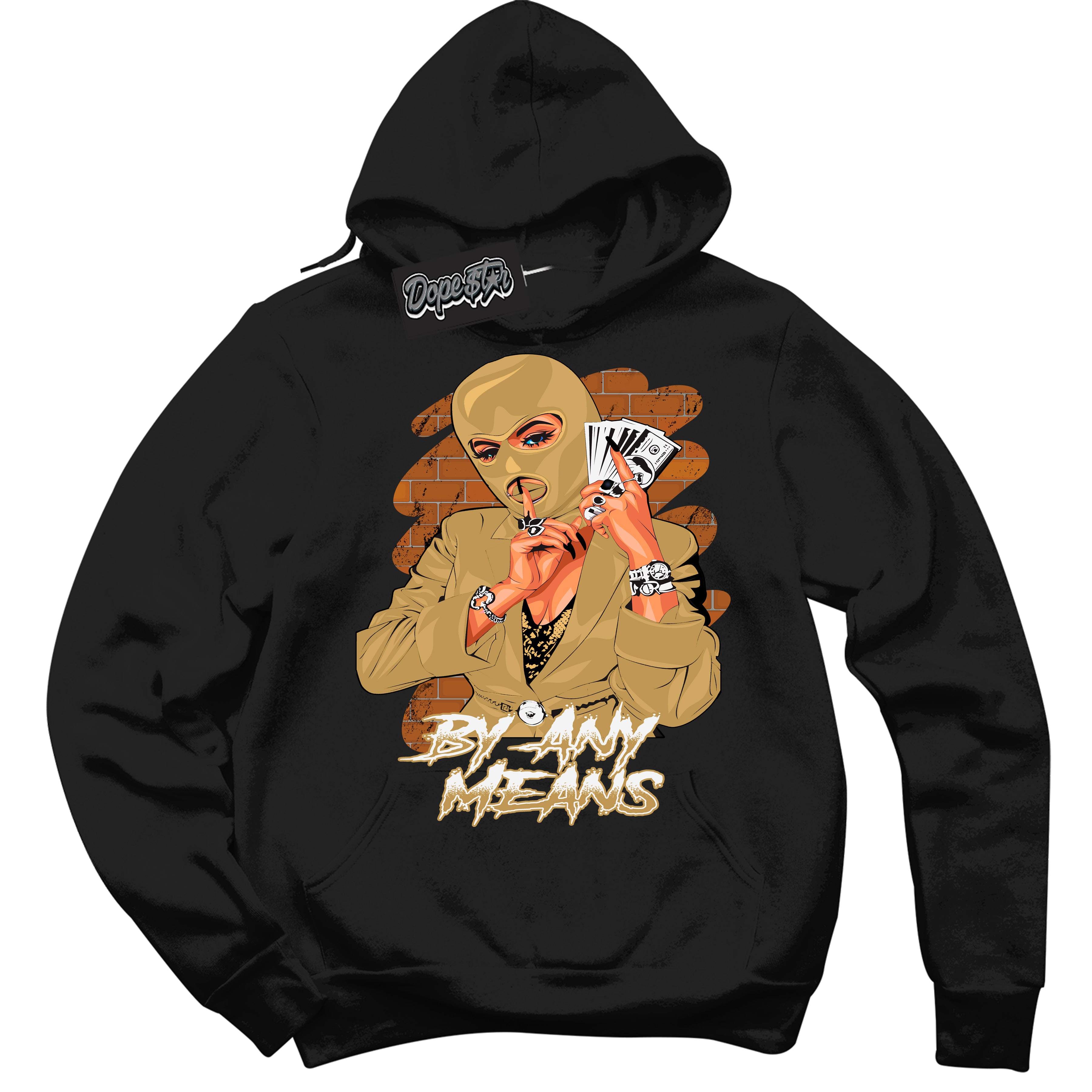 Cool Black Hoodie with “ By Any Means ”  design that Perfectly Matches Craft Paris 6s Jordans.
