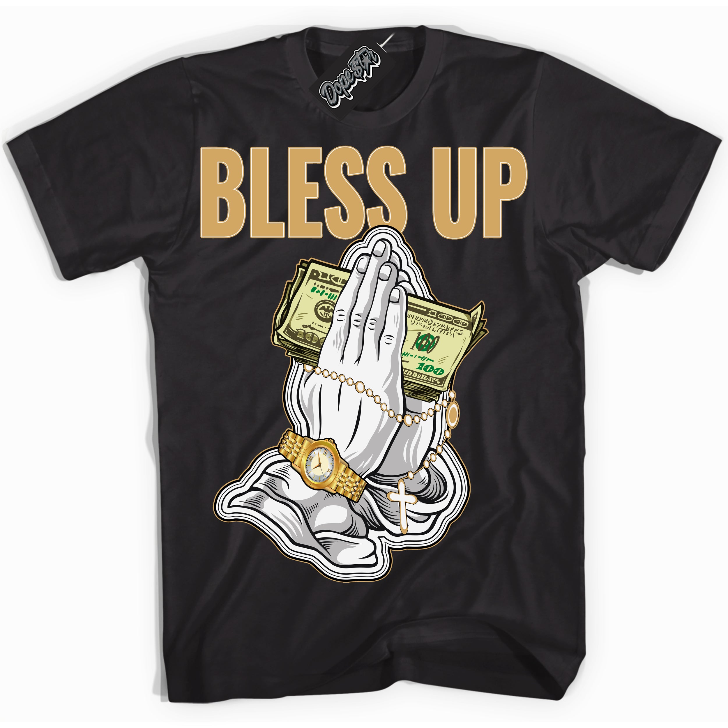 Cool Black Shirt with “ Bless Up ” design that perfectly matches Craft Paris 6s Jordans.
