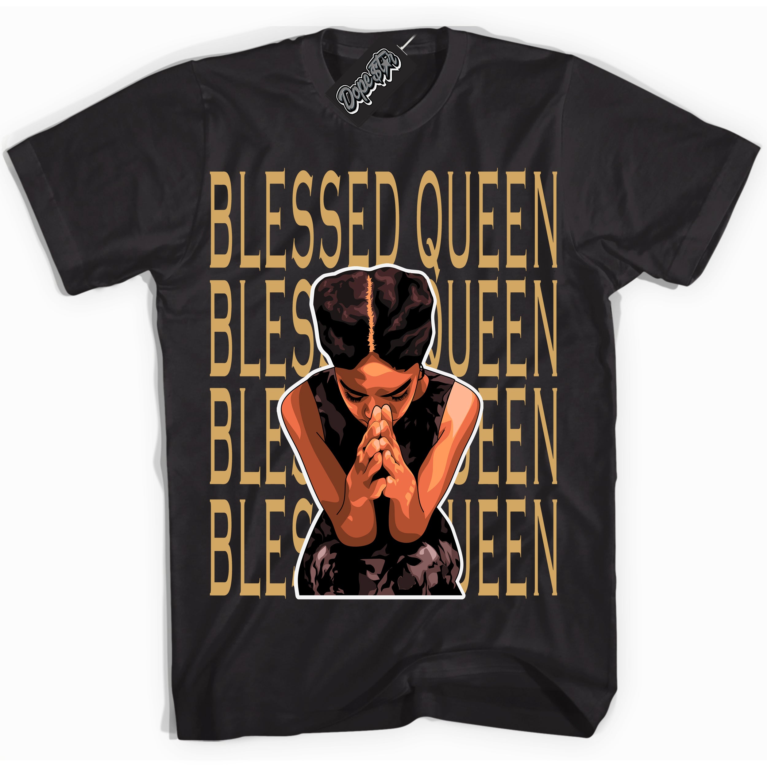 Cool Black Shirt with “ Blessed Queen ” design that perfectly matches Craft Paris 6s Jordans.
