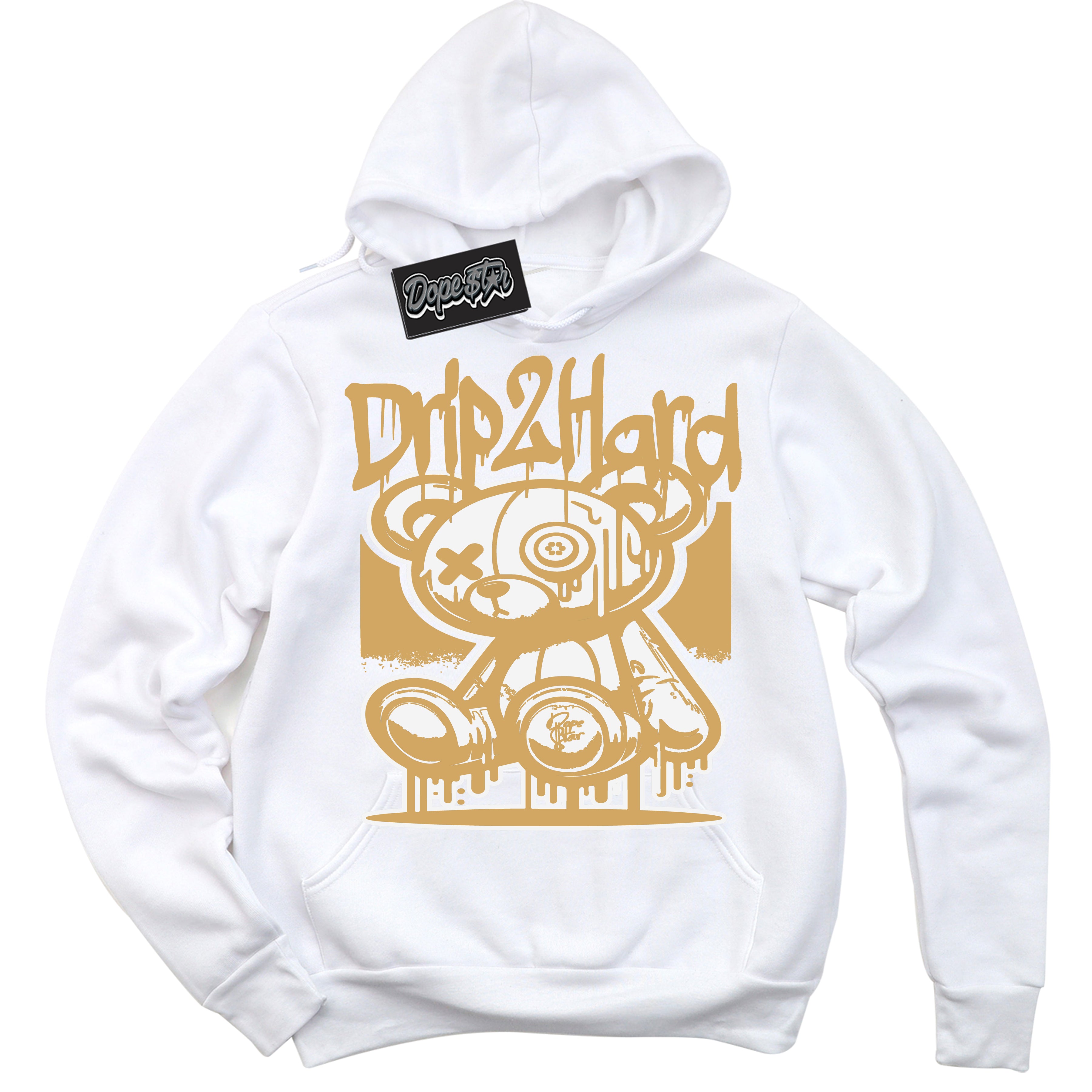 Cool White Hoodie with “ Drip 2 Hard ”  design that Perfectly Matches Craft Paris 6s Jordans.
