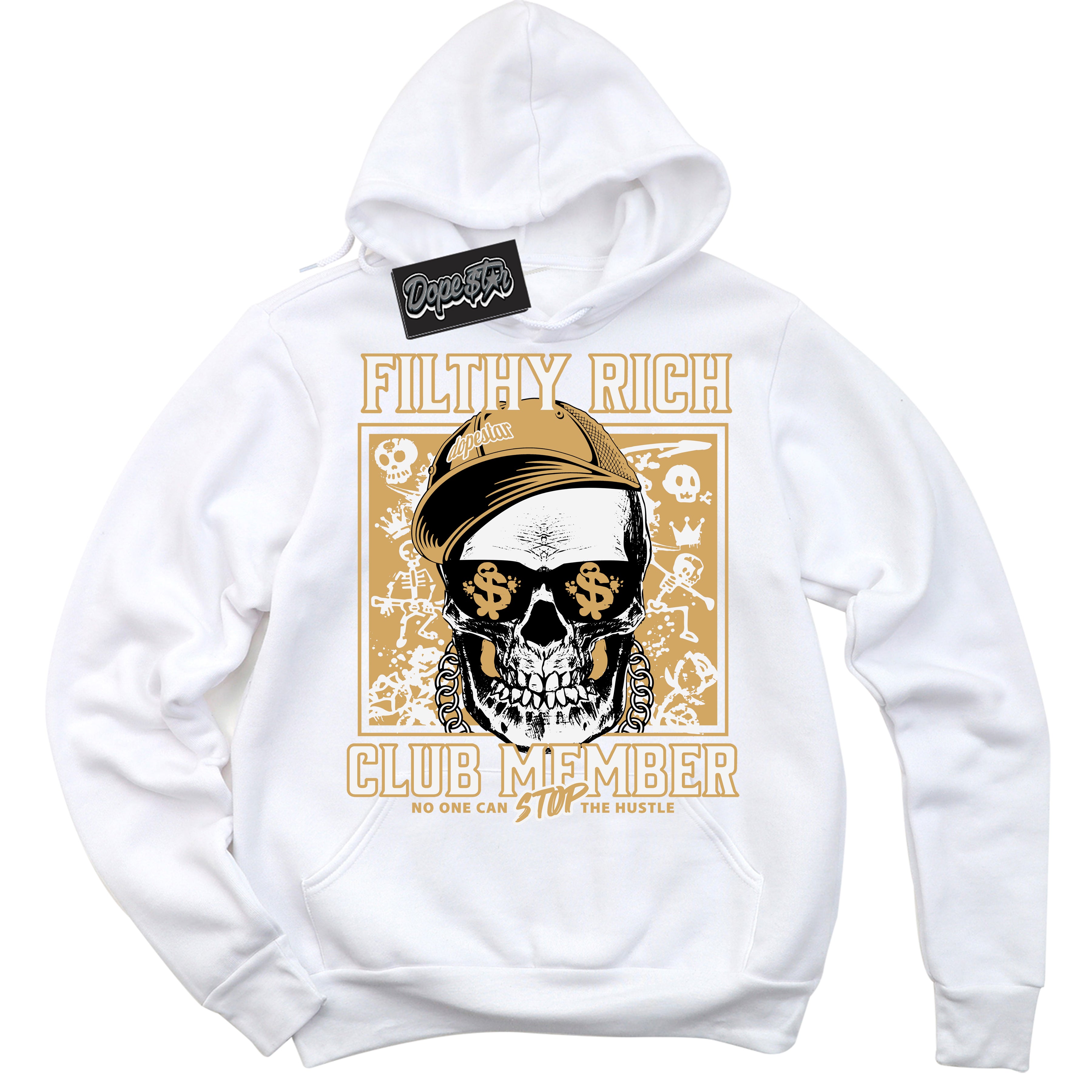 Cool White Hoodie with “ Filthy Rich ”  design that Perfectly Matches Craft Paris 6s Jordans.
