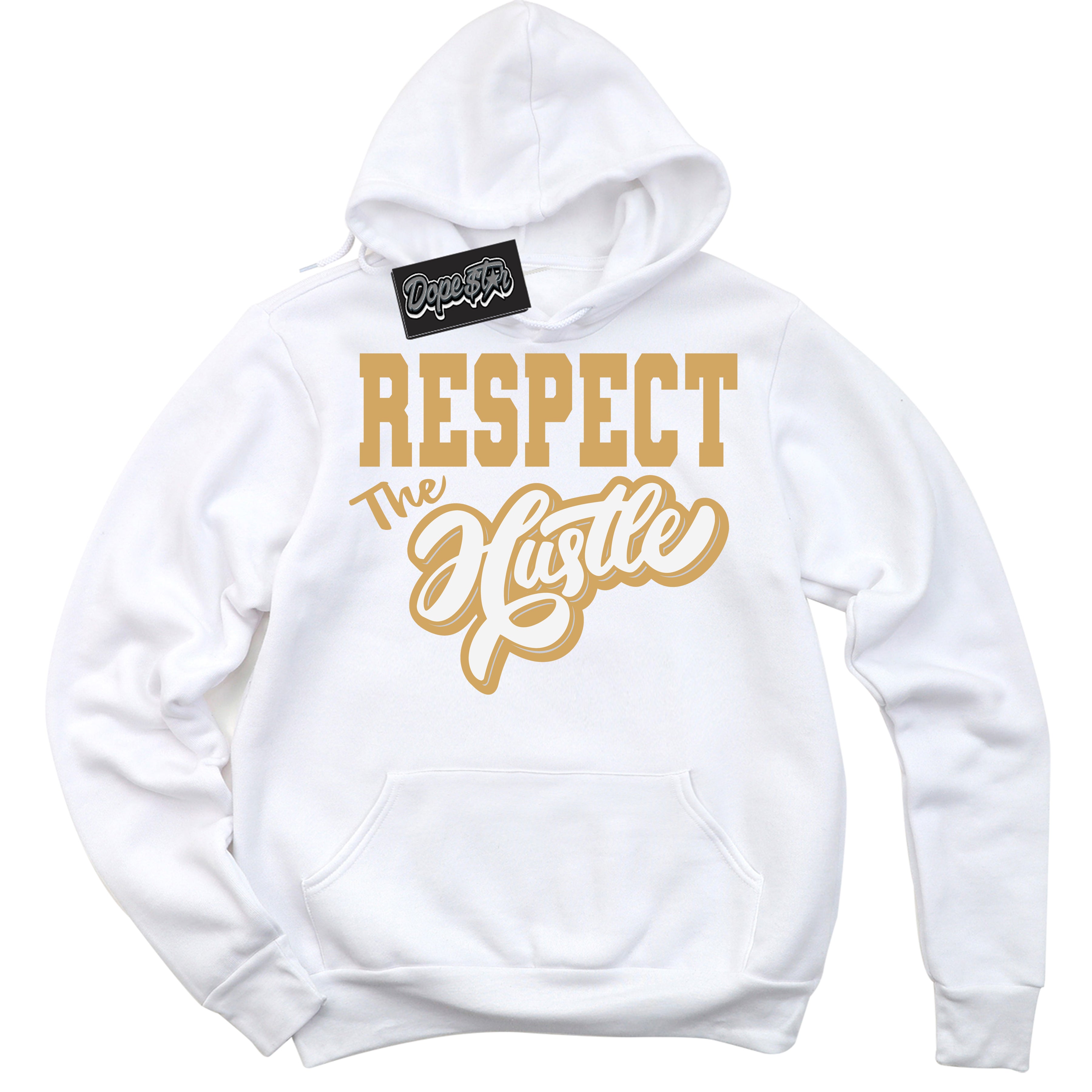 Cool White Hoodie with “ Respect The Hustle ”  design that Perfectly Matches Craft Paris 6s Jordans.
