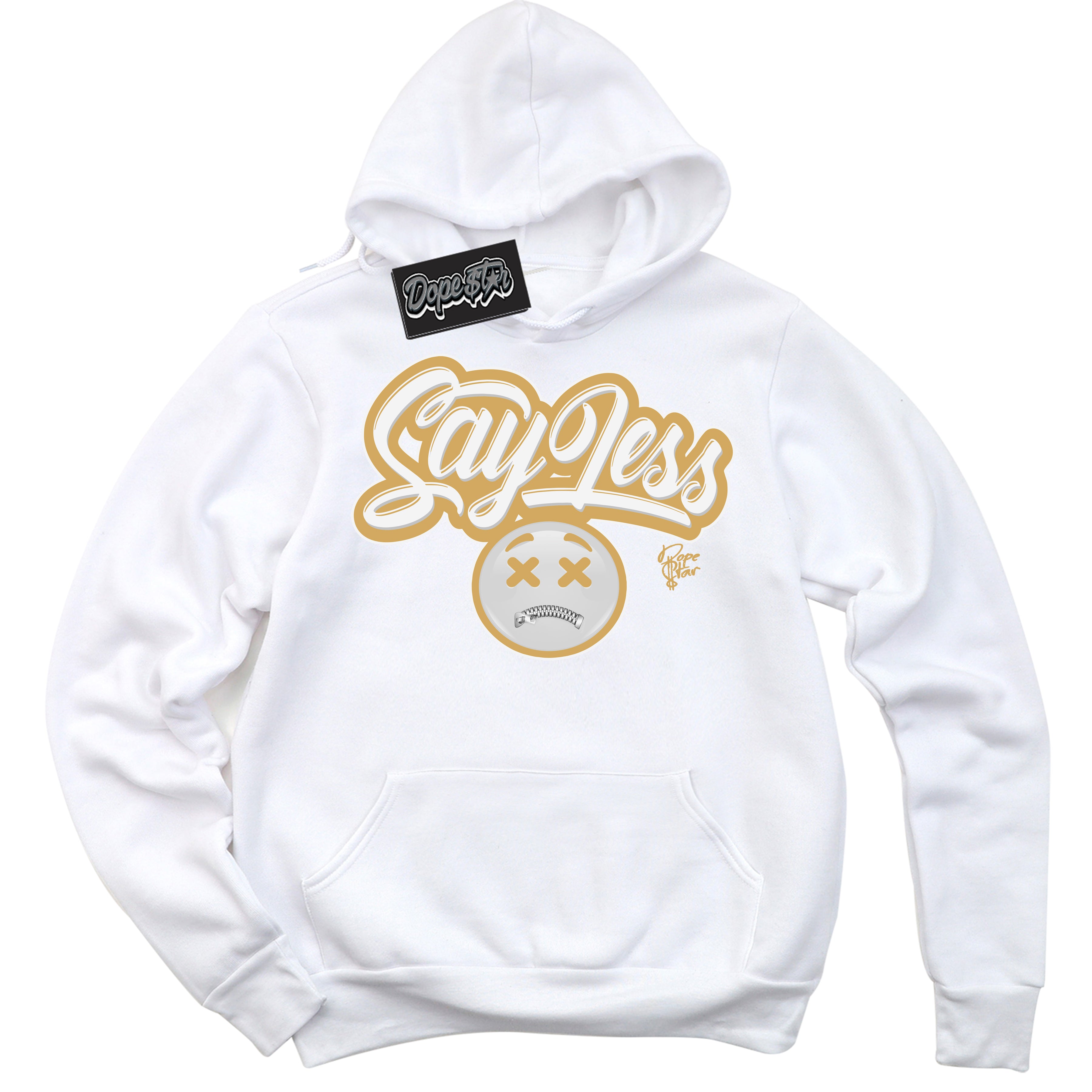 Cool White Hoodie with “ Say Less ”  design that Perfectly Matches Craft Paris 6s Jordans.
