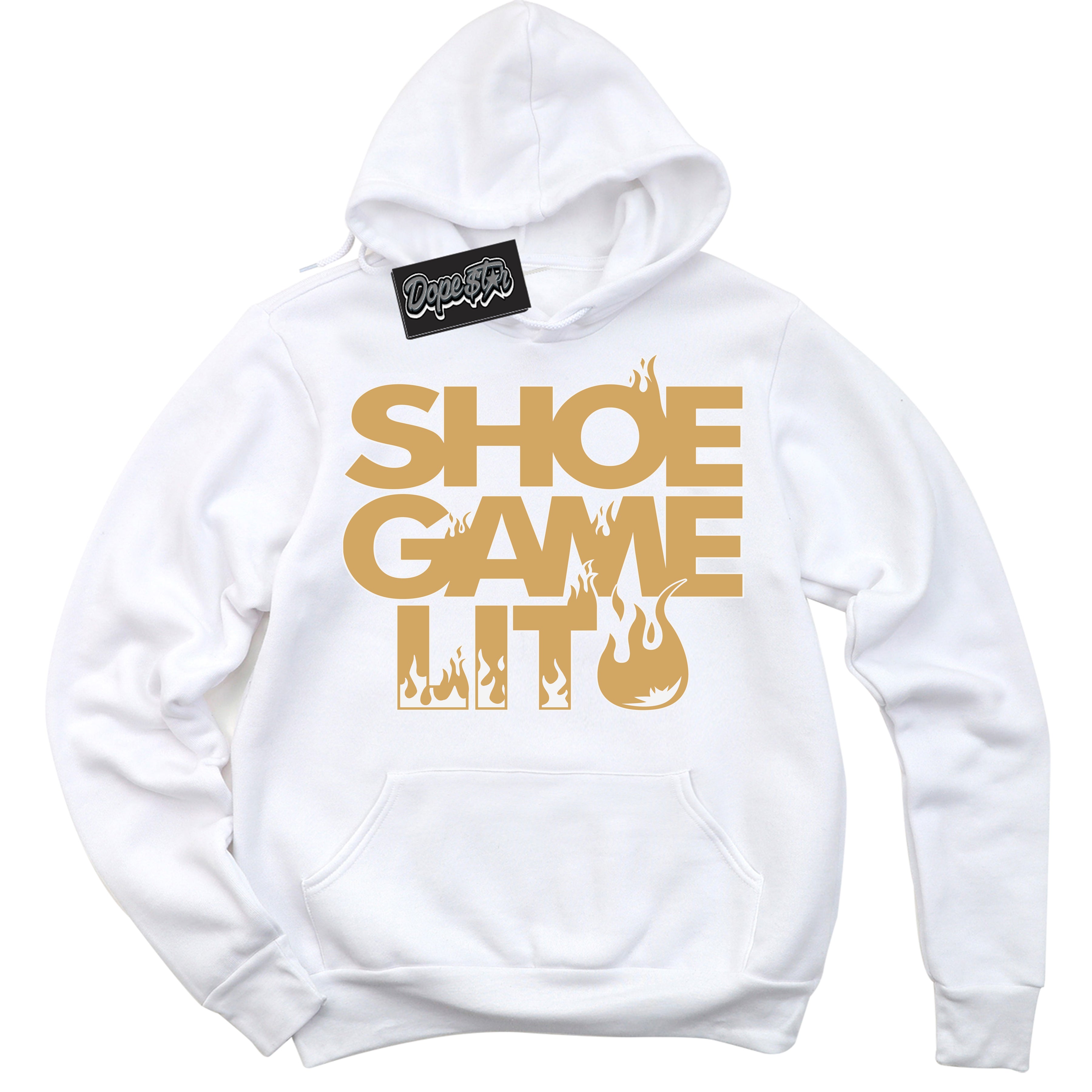 Cool White Hoodie with “ Shoe Game Lit ”  design that Perfectly Matches Craft Paris 6s Jordans.
