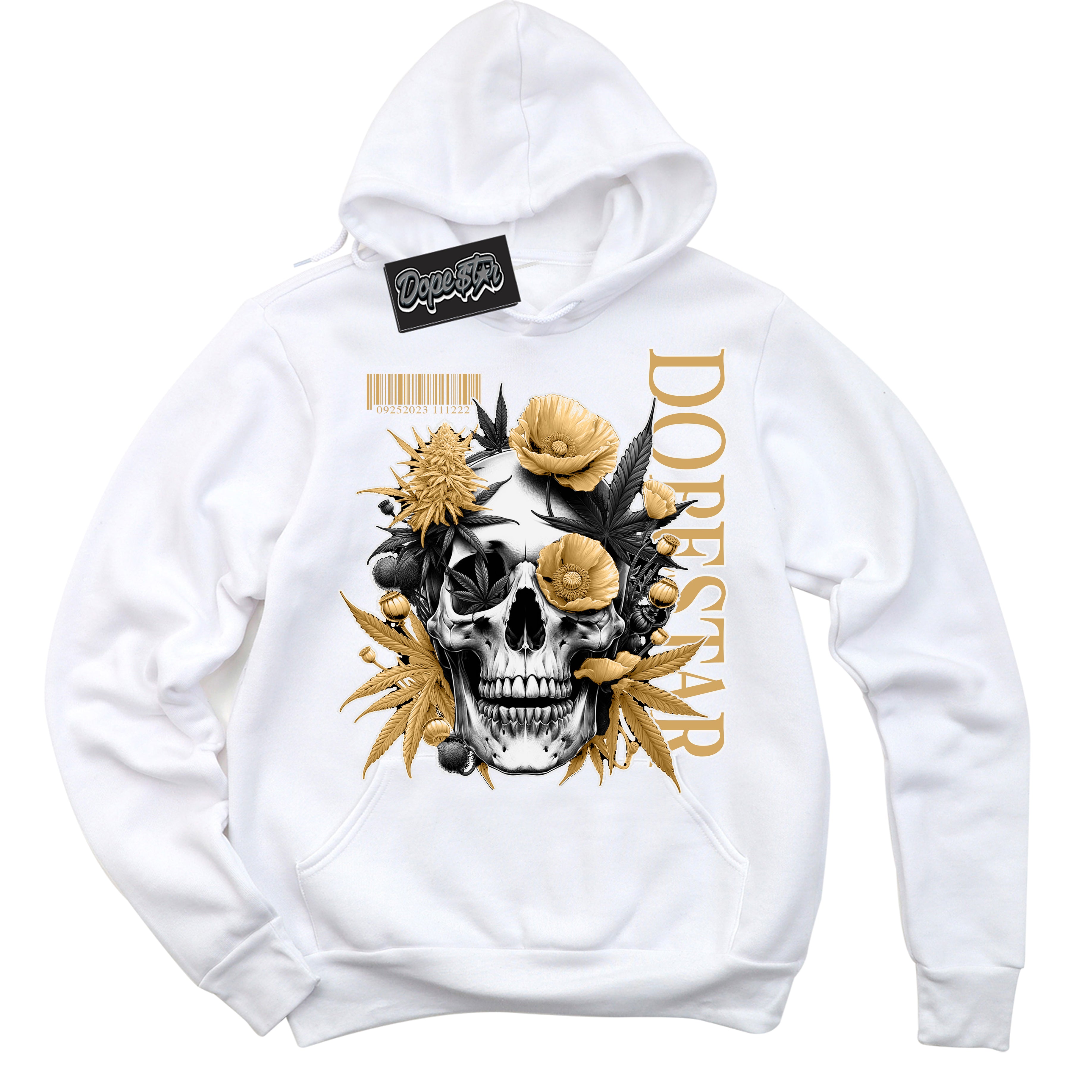 Cool White Hoodie with “ Skull Poppies ”  design that Perfectly Matches Craft Paris 6s Jordans.
