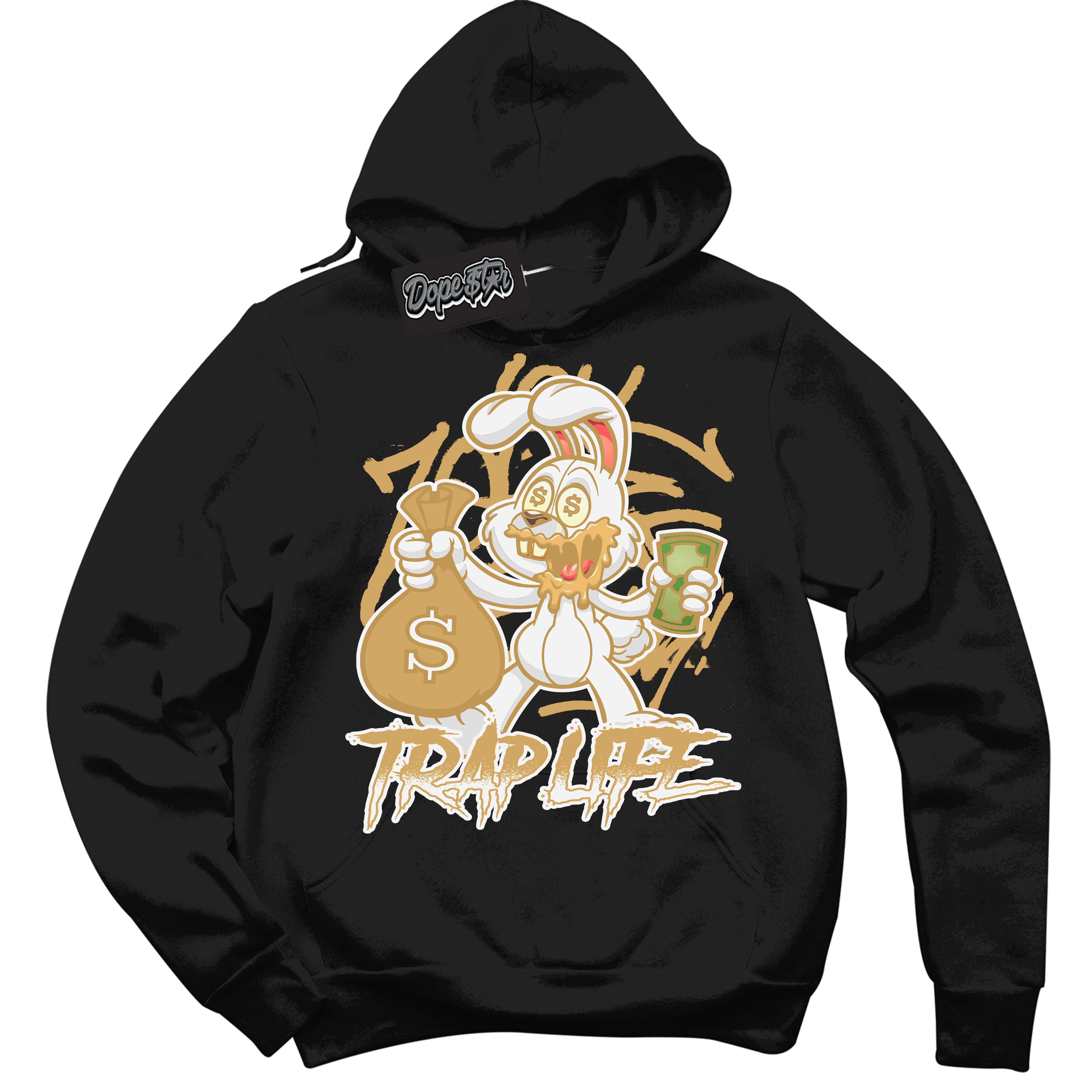 Cool Black Hoodie with “ Trap Rabbit ”  design that Perfectly Matches Craft Paris 6s Jordans.
