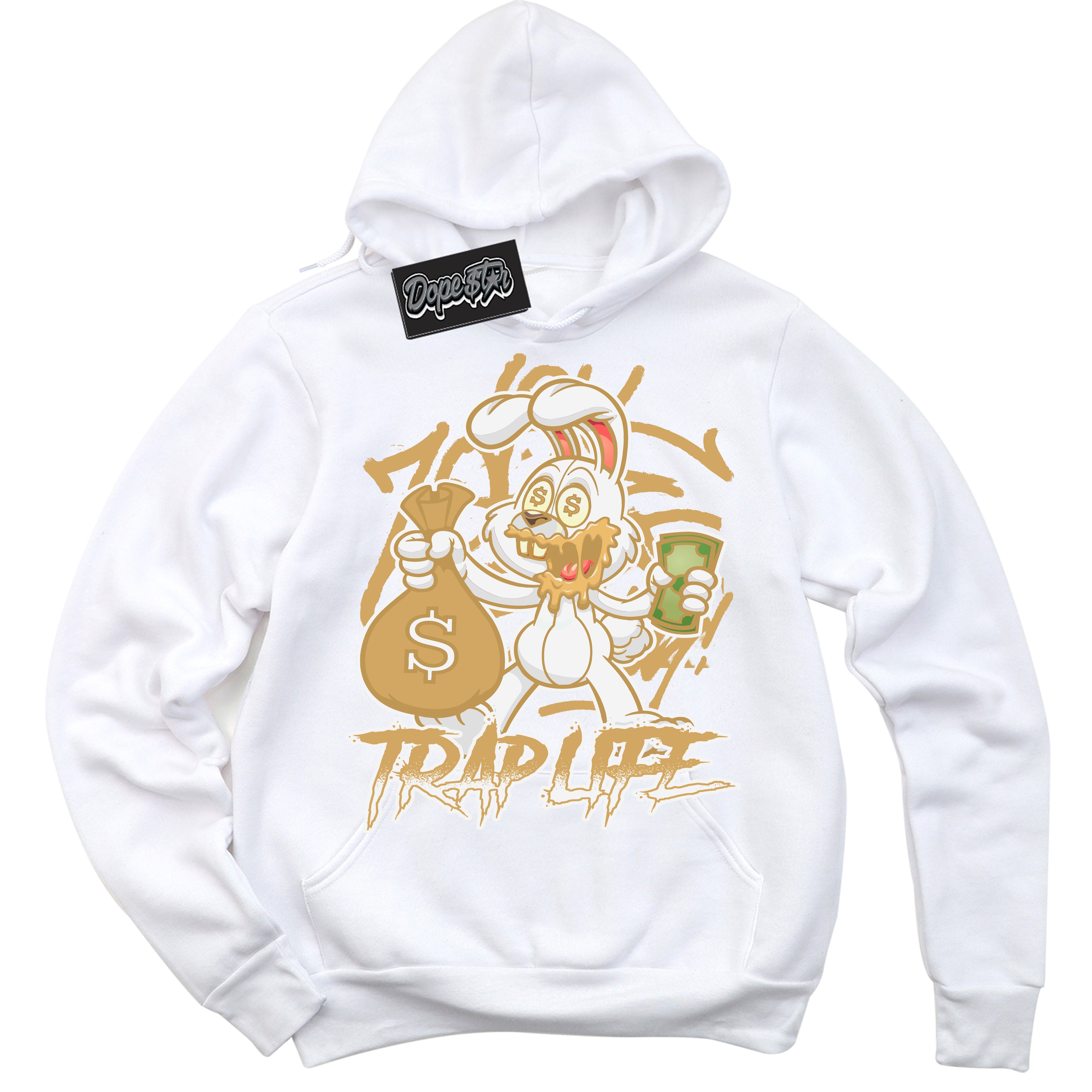 Cool White Hoodie with “ Trap Rabbit ”  design that Perfectly Matches Craft Paris 6s Jordans.
