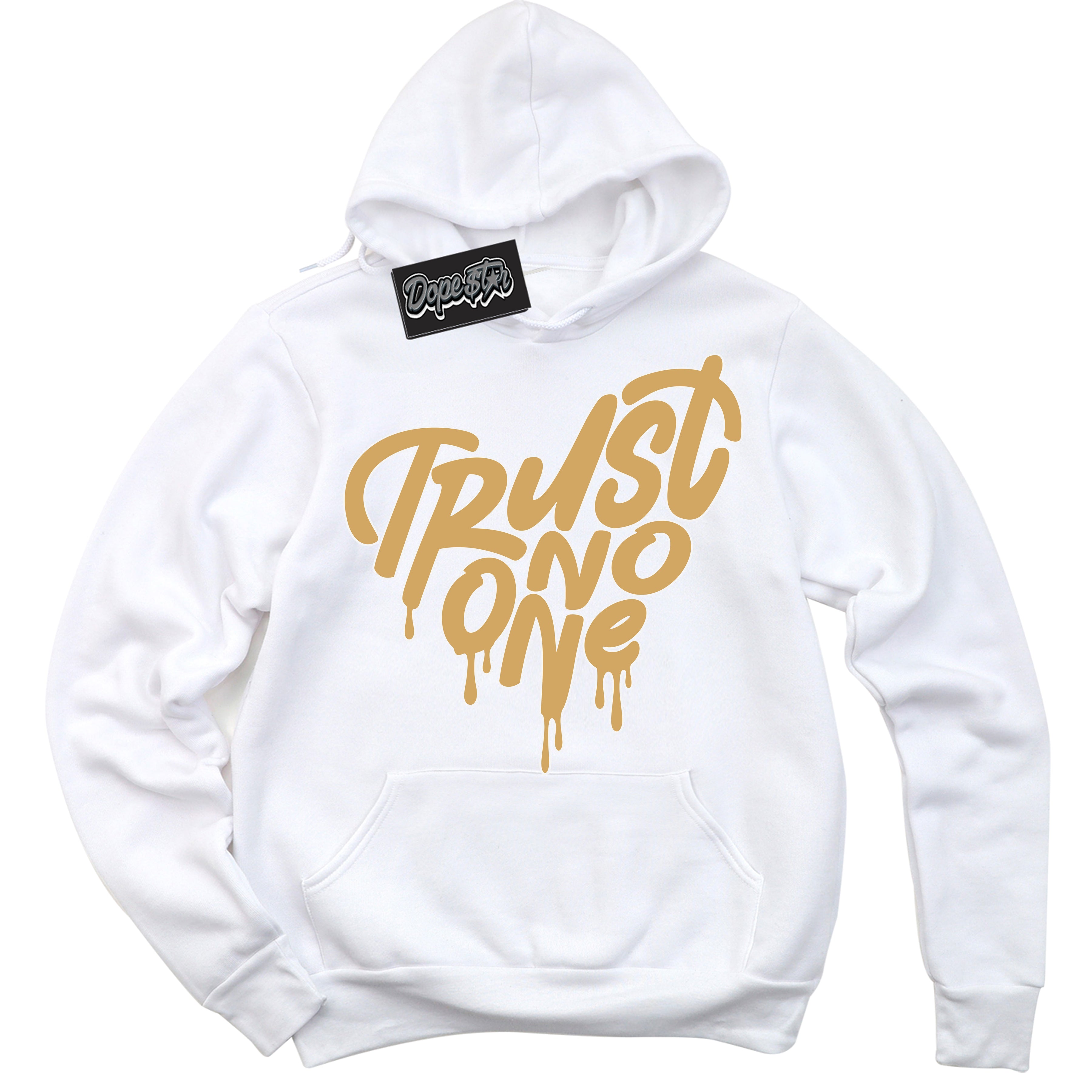 Cool White Hoodie with “ Trust No One Heart ”  design that Perfectly Matches Craft Paris 6s Jordans.
