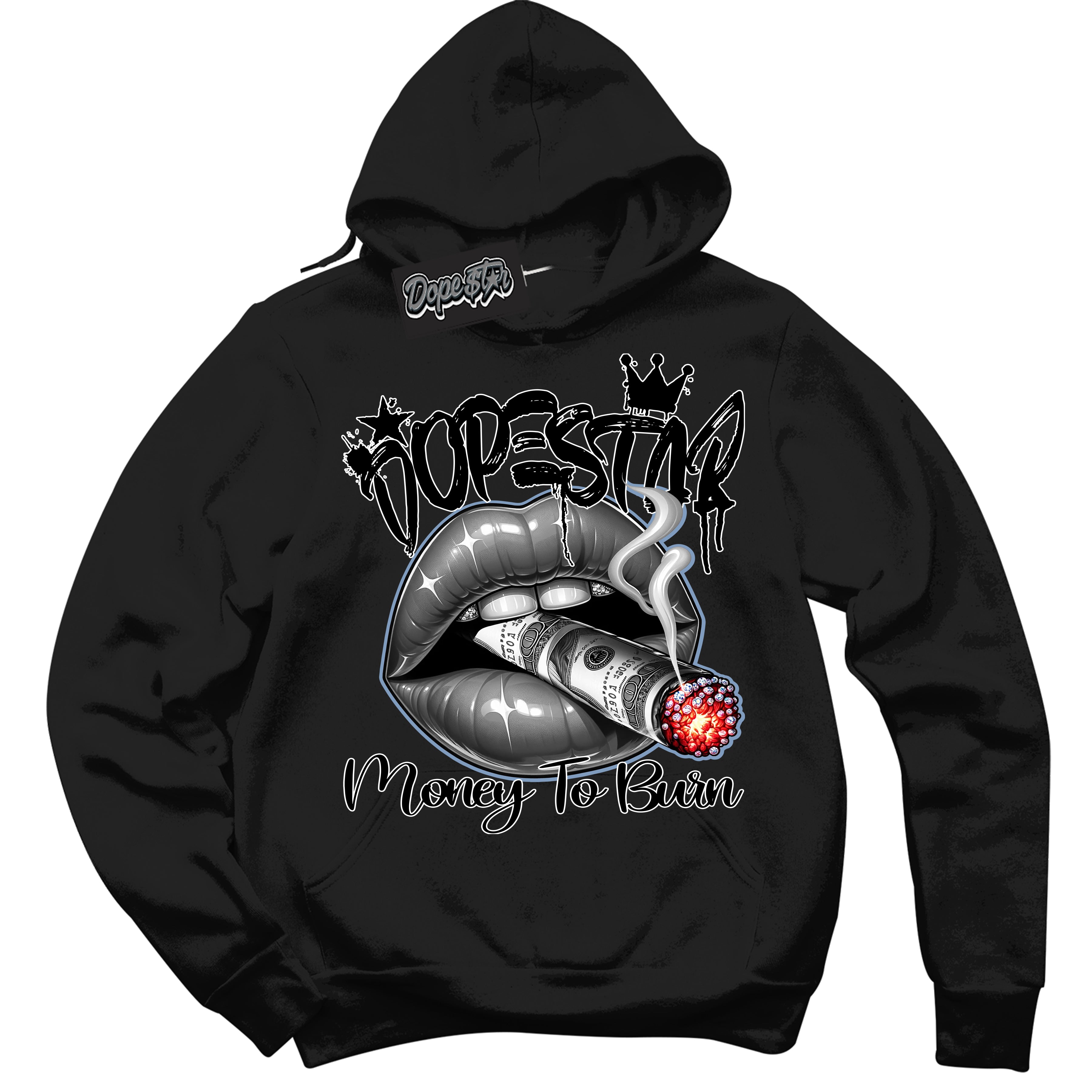 Cool Black Hoodie with “ Money To Burn ”  design that Perfectly Matches Reverse Oreo 6s Sneakers.