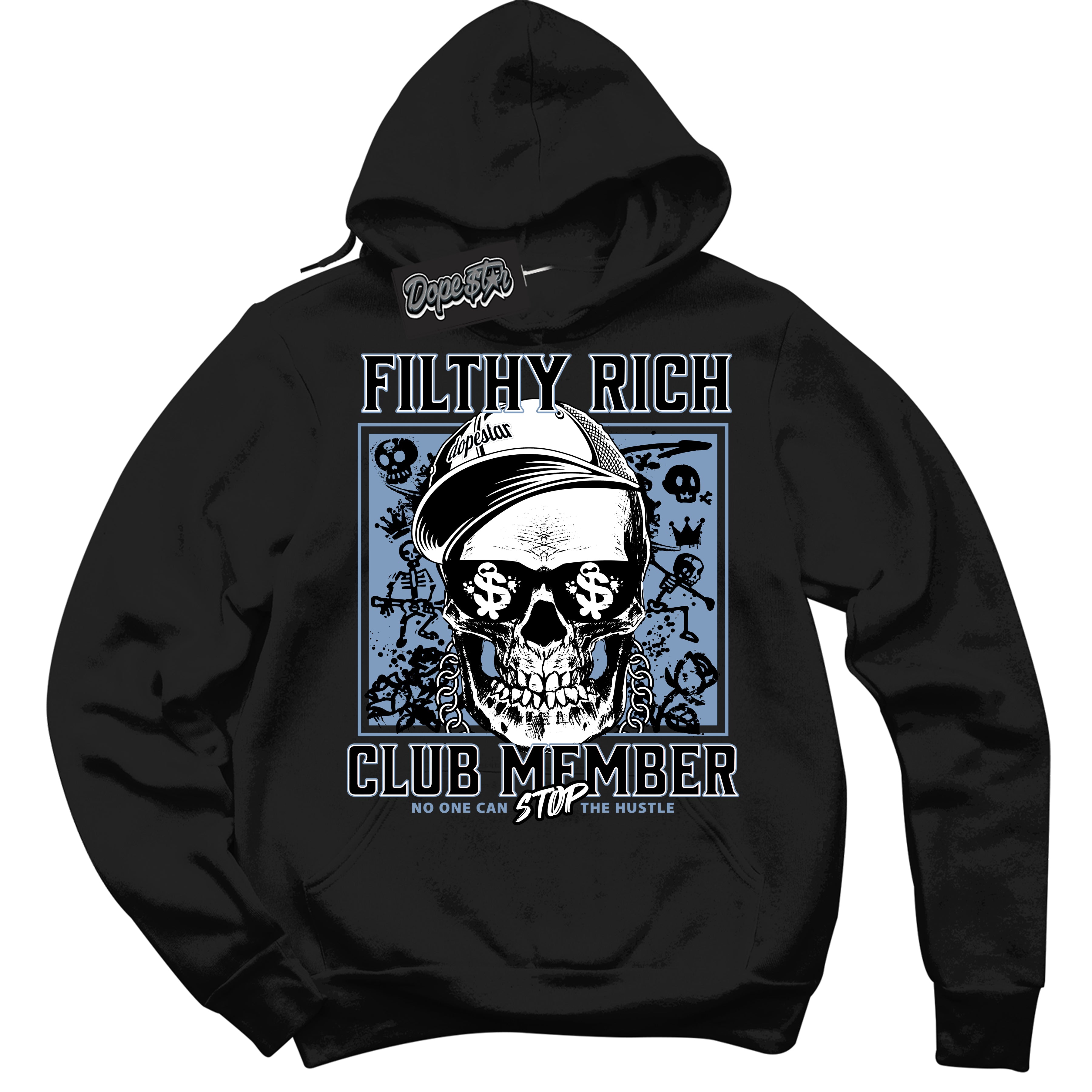 Cool Black Hoodie with “ Filthy Rich ”  design that Perfectly Matches Reverse Oreo 6s Sneakers.