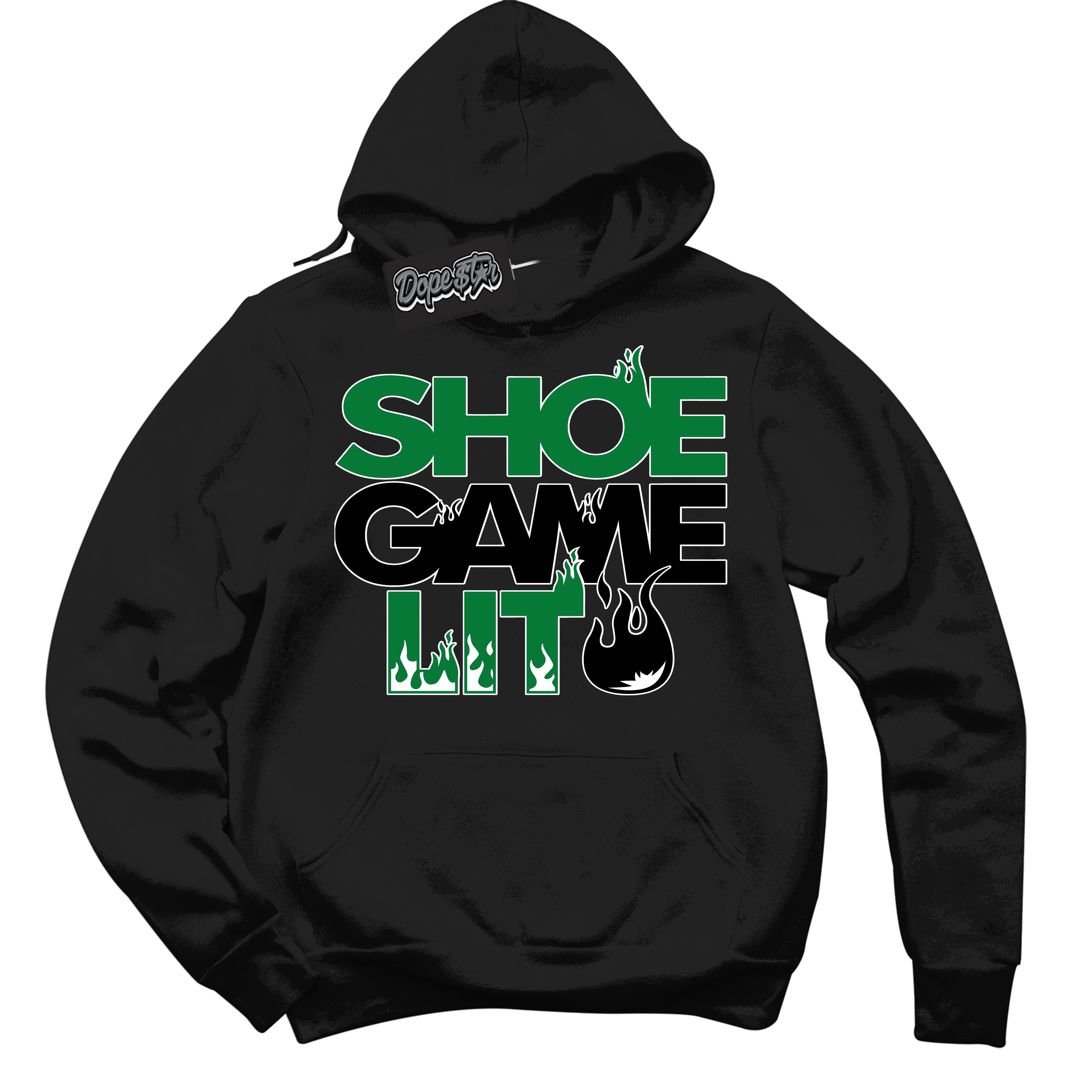 Cool Black Hoodie with “ Shoe Game Lit '' design that Perfectly Matches  Lucky Green 6s Sneakers.