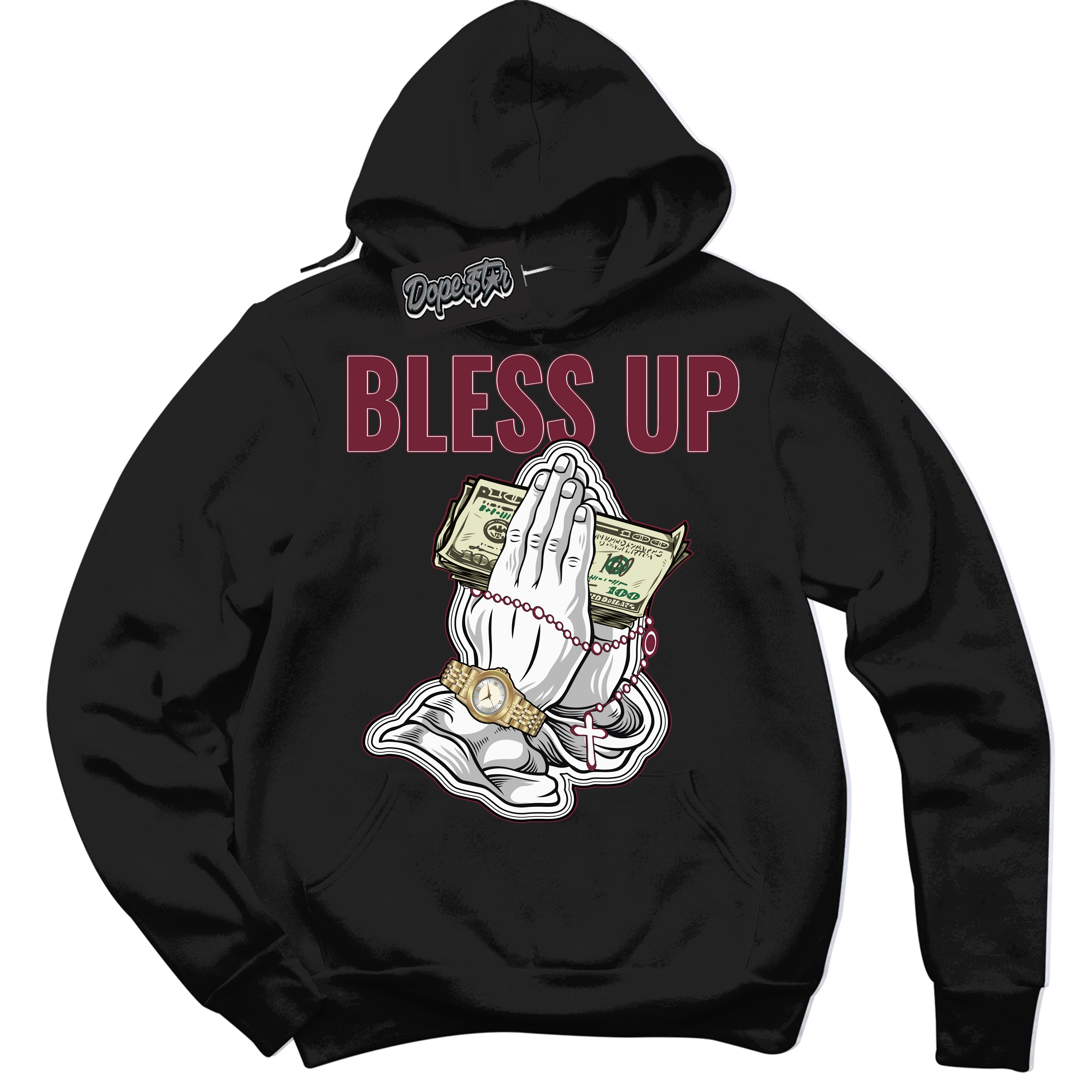 AJ6 Rings Team Red ‘Bless Up – Black Streetwear Hoodie | Sneaker Matching sweatshirt for AJ6 Rings Team Red | Graphic Hoodie for Men & Women Streetwear by Sneaker Shirts Outlet.