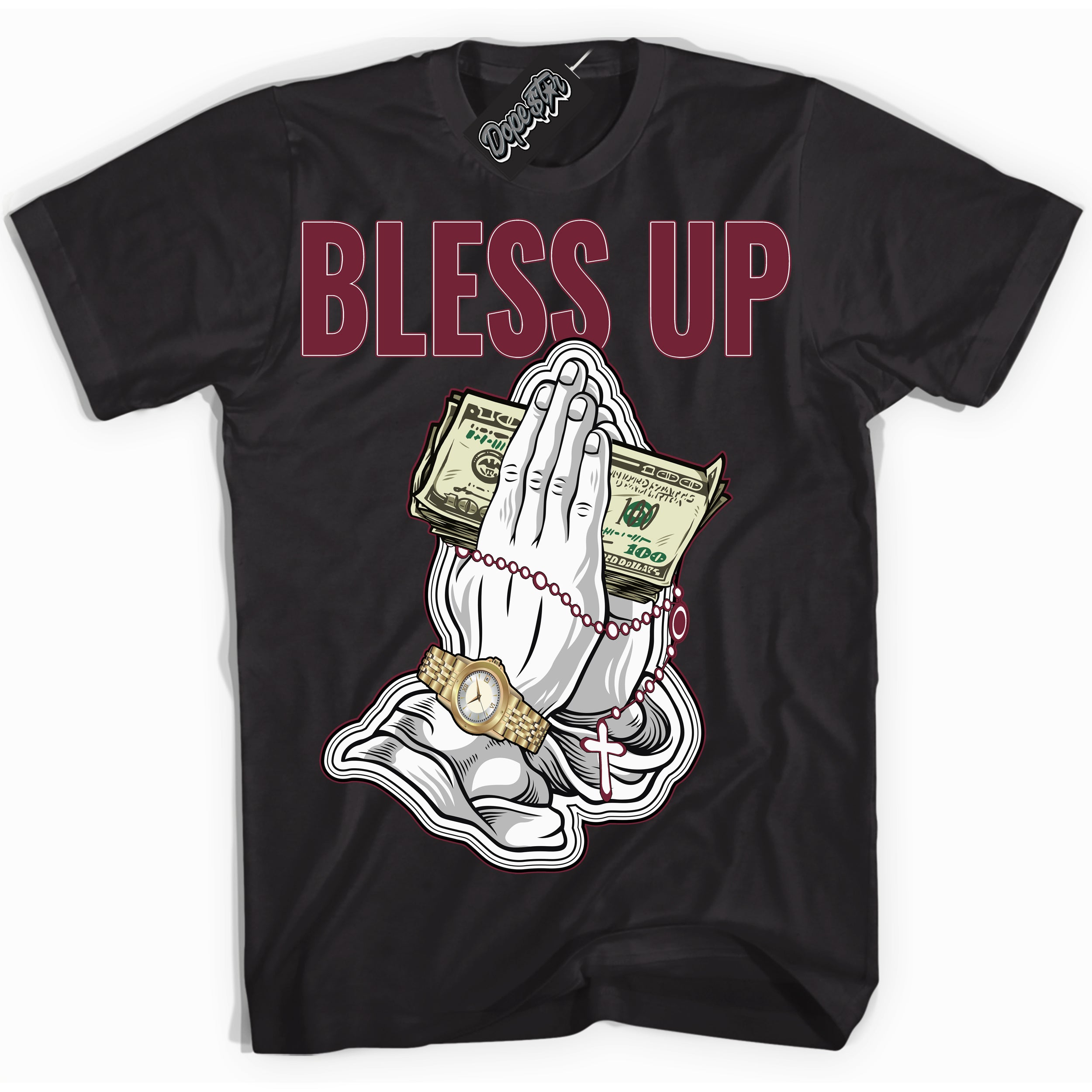 AJ6 Rings Team Red ‘Bless Up – Black Streetwear T-Shirt | Sneaker Matching shirt for AJ6 Rings Team Red | Graphic Tee for Men & Women Streetwear by Sneaker Shirts Outlet.