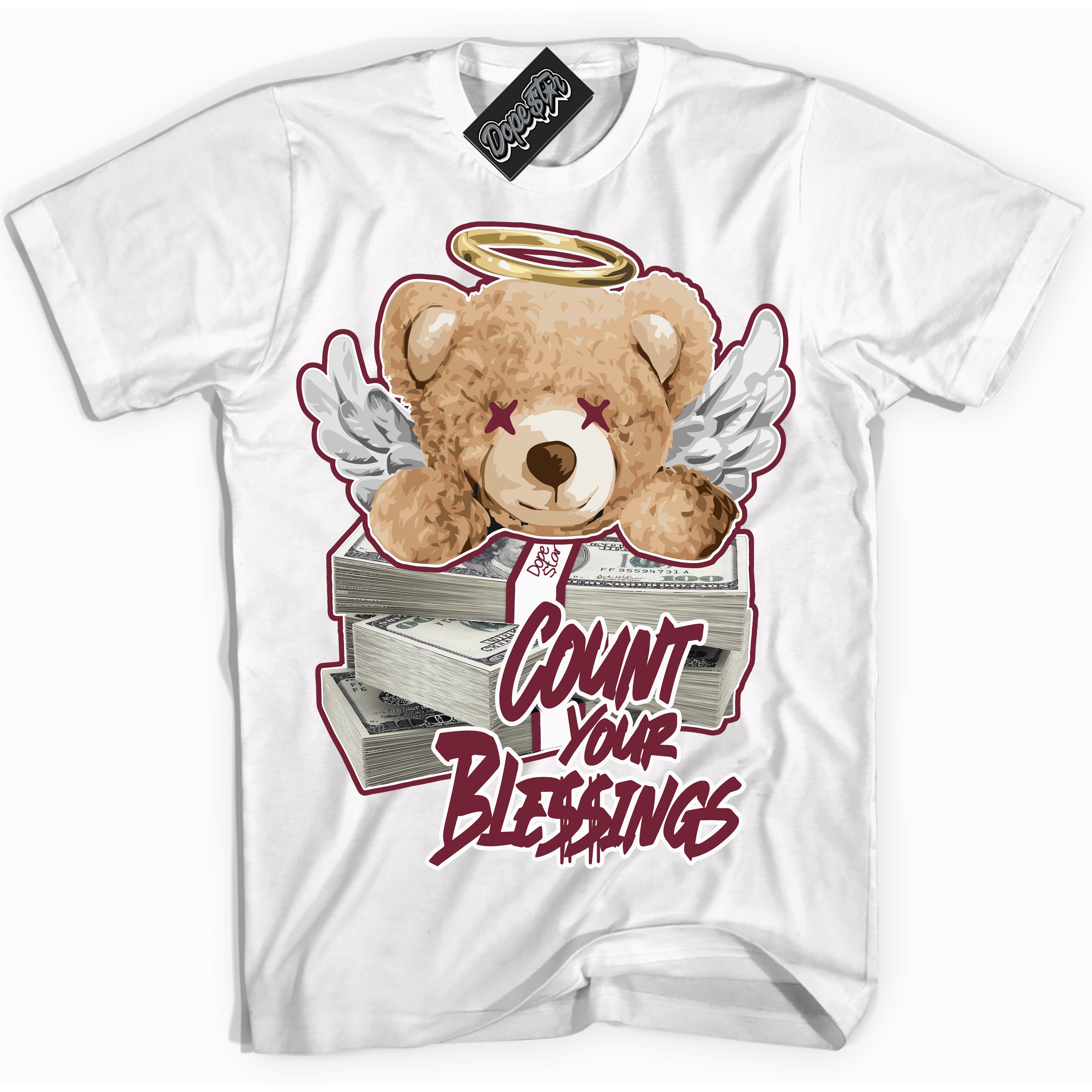 AJ6 Rings Team Red ‘Count Your Blessings – White Streetwear T-Shirt | Sneaker Matching shirt for AJ6 Rings Team Red | Graphic Tee for Men & Women Streetwear by Sneaker Shirts Outlet.