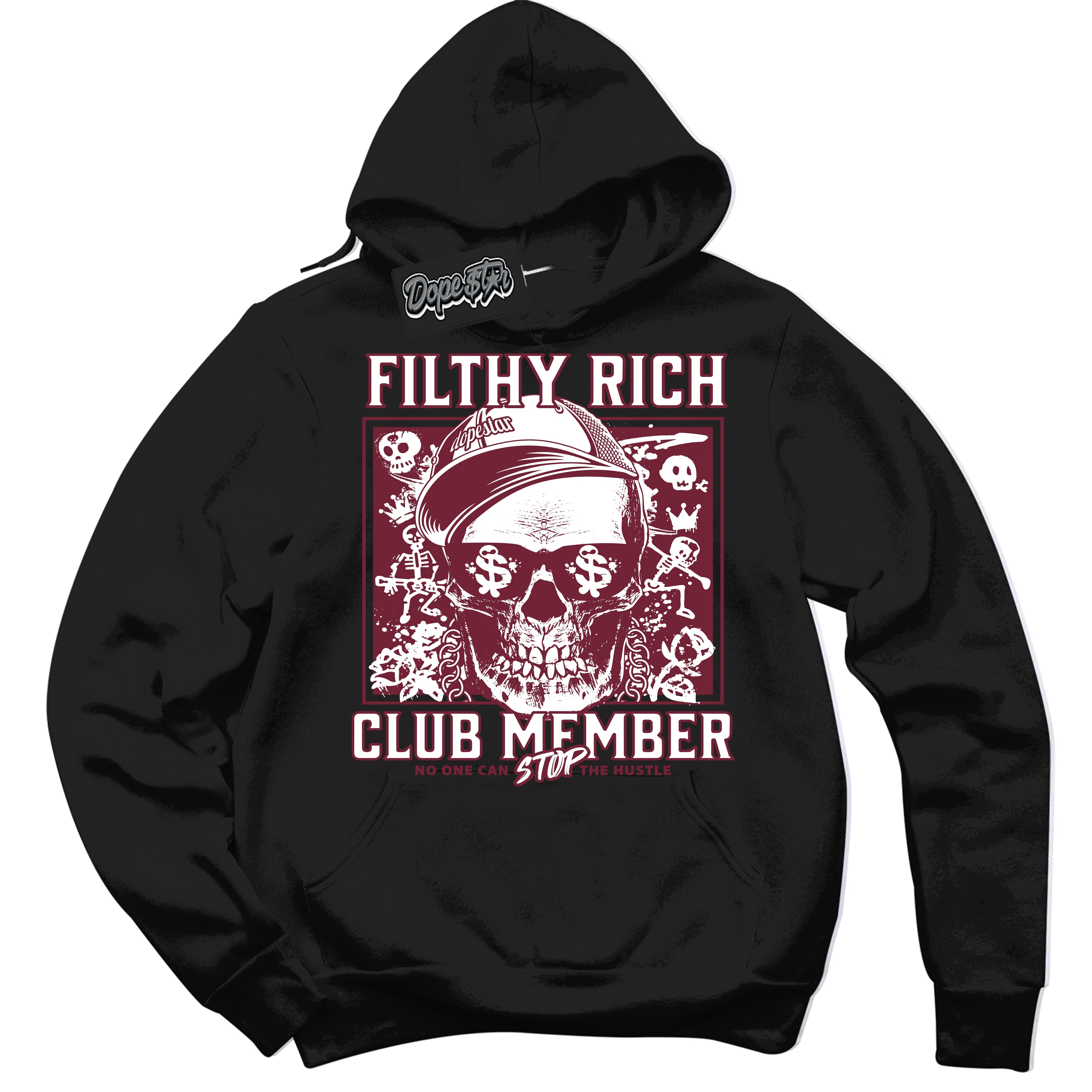 AJ6 Rings Team Red ‘Filthy Rich – Black Streetwear Hoodie | Sneaker Matching sweatshirt for AJ6 Rings Team Red | Graphic Hoodie for Men & Women Streetwear by Sneaker Shirts Outlet.