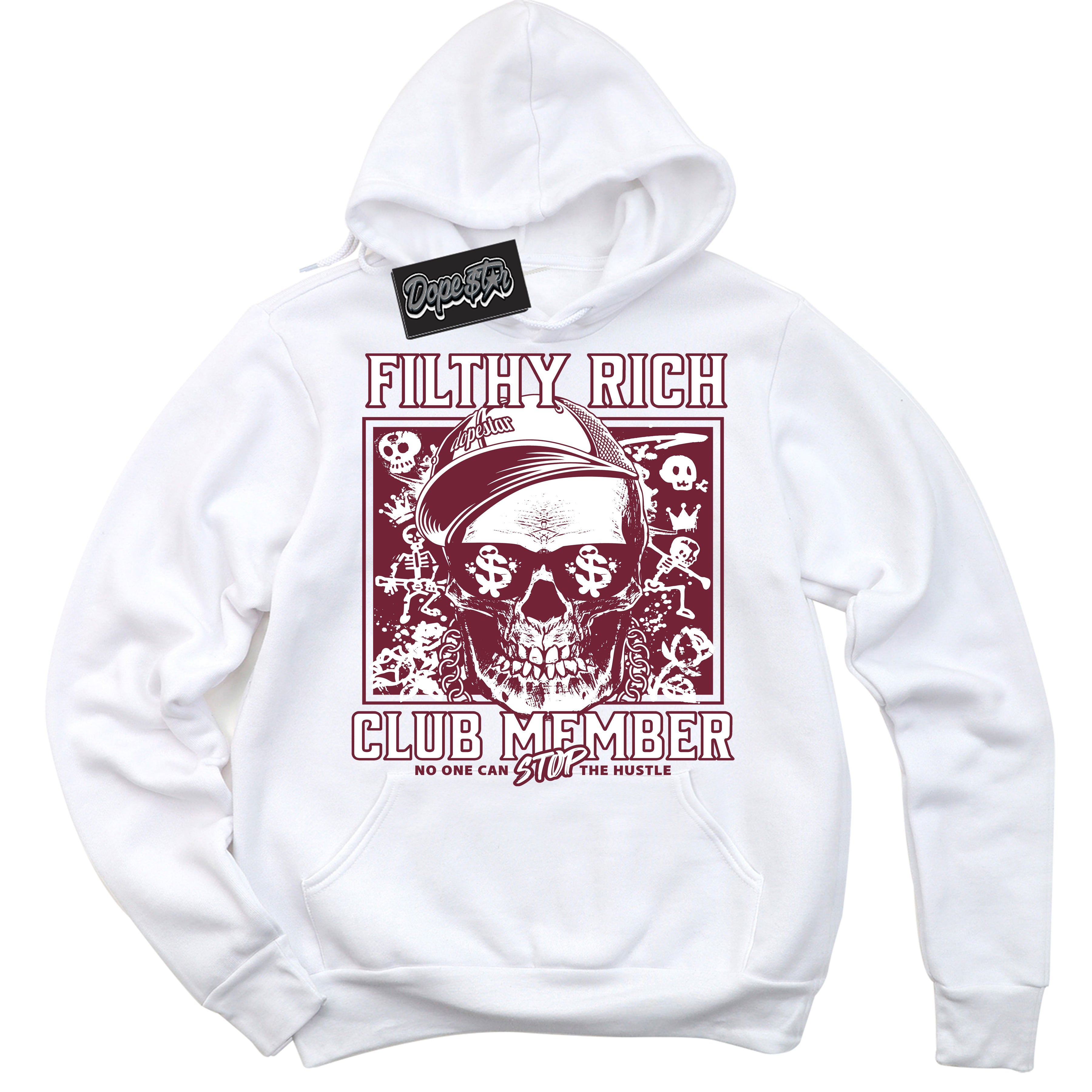 AJ6 Rings Team Red ‘Filthy Rich – White Streetwear Hoodie | Sneaker Matching sweatshirt for AJ6 Rings Team Red | Graphic Hoodie for Men & Women Streetwear by Sneaker Shirts Outlet.