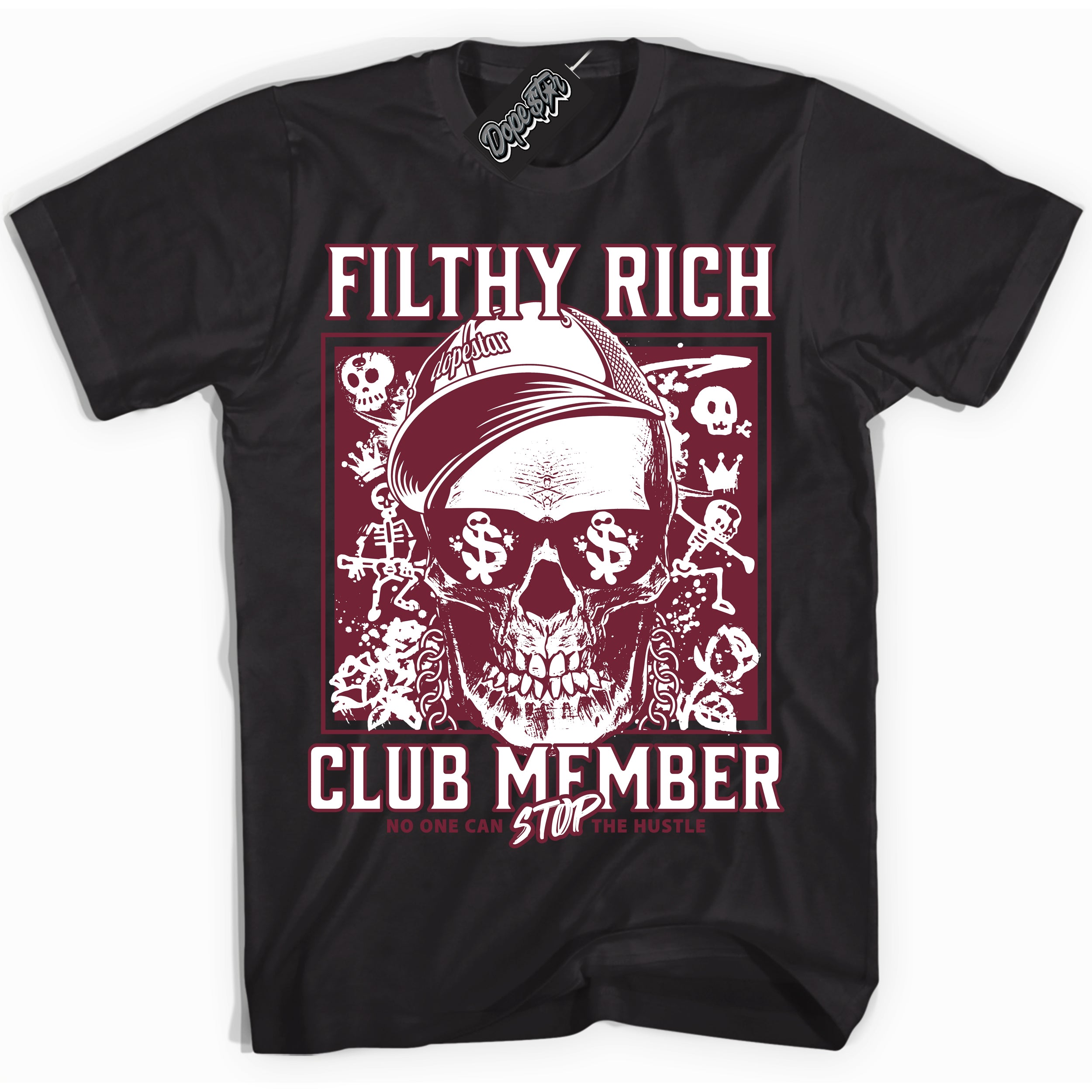 AJ6 Rings Team Red ‘Filthy Rich – Black Streetwear T-Shirt | Sneaker Matching shirt for AJ6 Rings Team Red | Graphic Tee for Men & Women Streetwear by Sneaker Shirts Outlet.