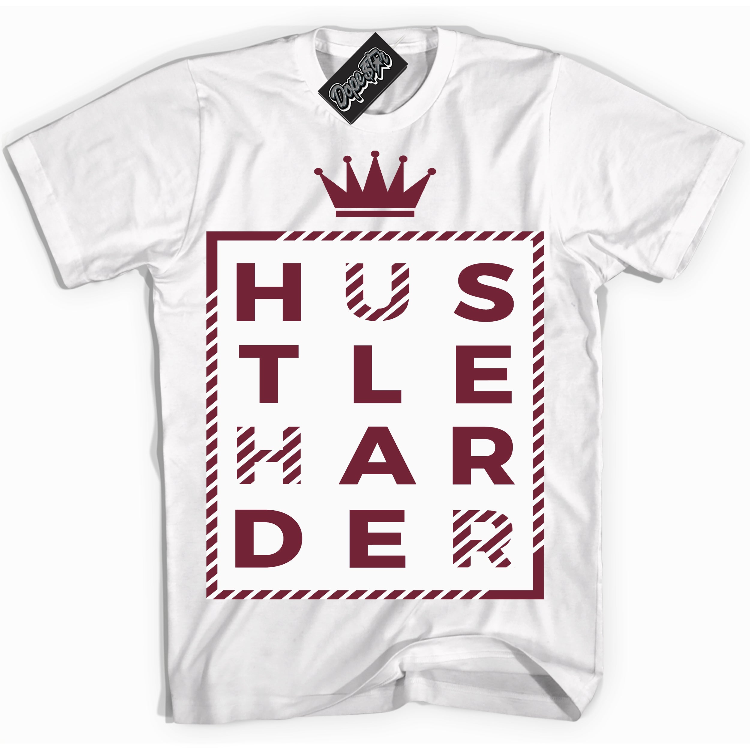 AJ6 Rings Team Red ‘Hustle Harder – White Streetwear T-Shirt | Sneaker Matching shirt for AJ6 Rings Team Red | Graphic Tee for Men & Women Streetwear by Sneaker Shirts Outlet.