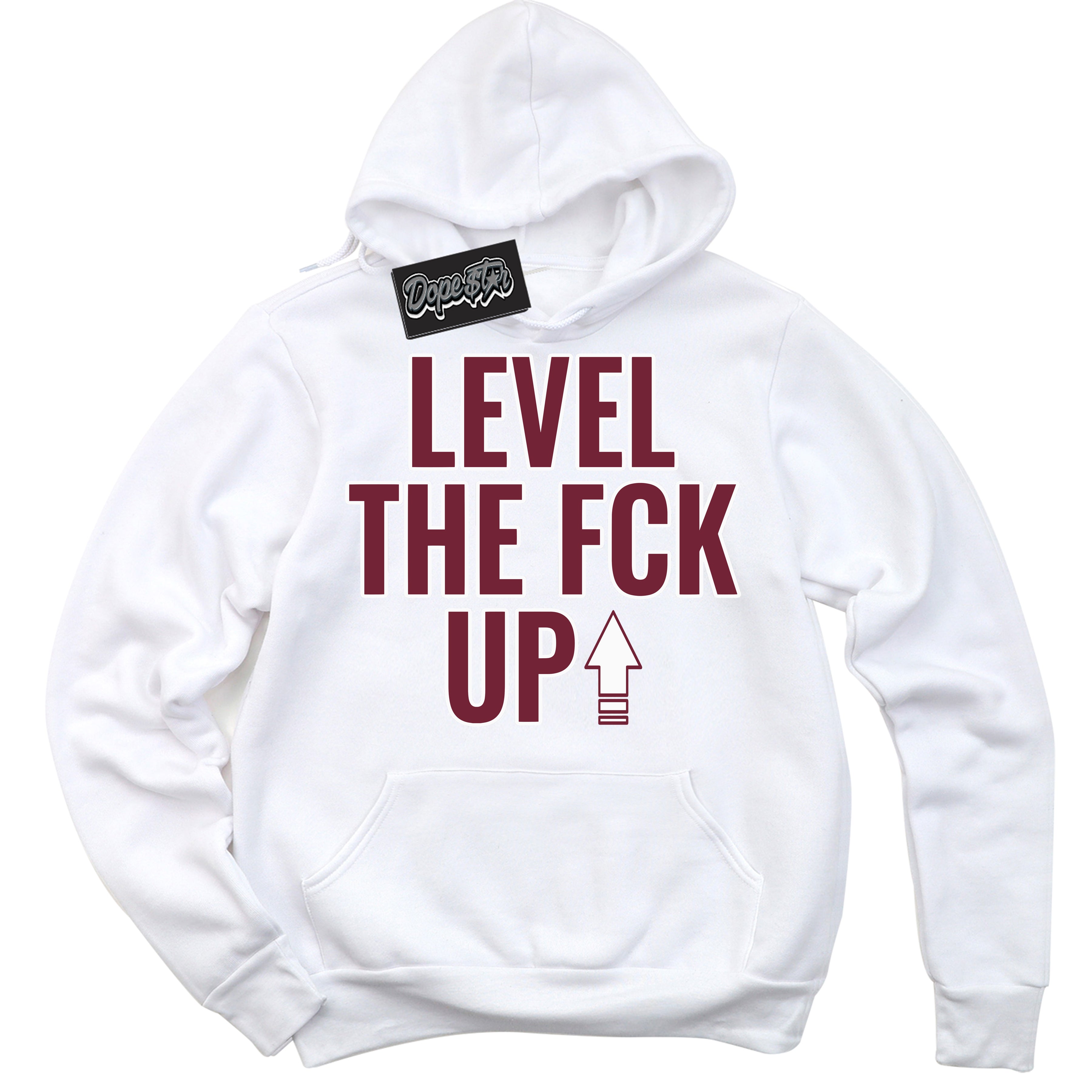 AJ6 Rings Team Red ‘Level The Fck Up – White Streetwear Hoodie | Sneaker Matching sweatshirt for AJ6 Rings Team Red | Graphic Hoodie for Men & Women Streetwear by Sneaker Shirts Outlet.