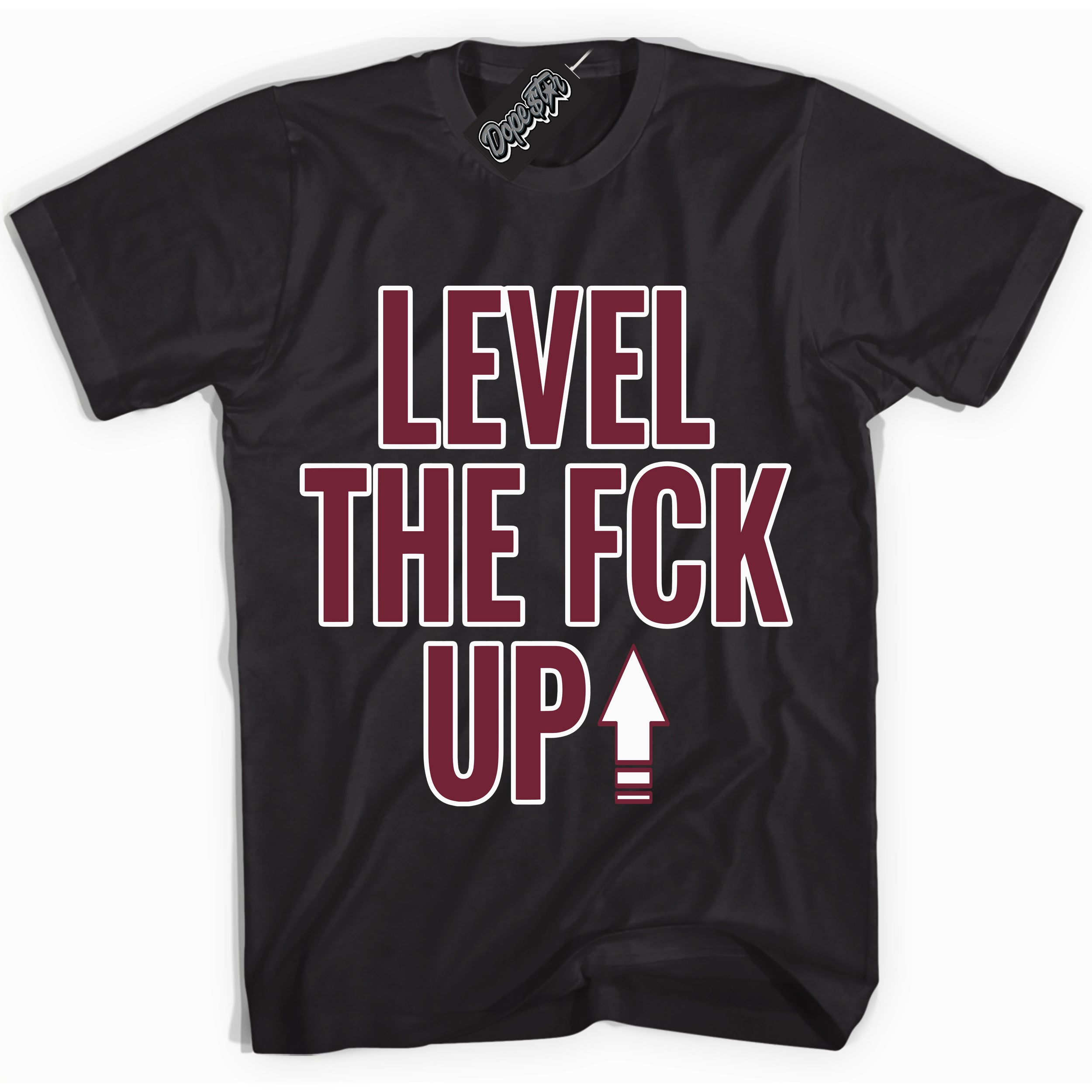 AJ6 Rings Team Red ‘Level The Fck Up – Black Streetwear T-Shirt | Sneaker Matching shirt for AJ6 Rings Team Red | Graphic Tee for Men & Women Streetwear by Sneaker Shirts Outlet.