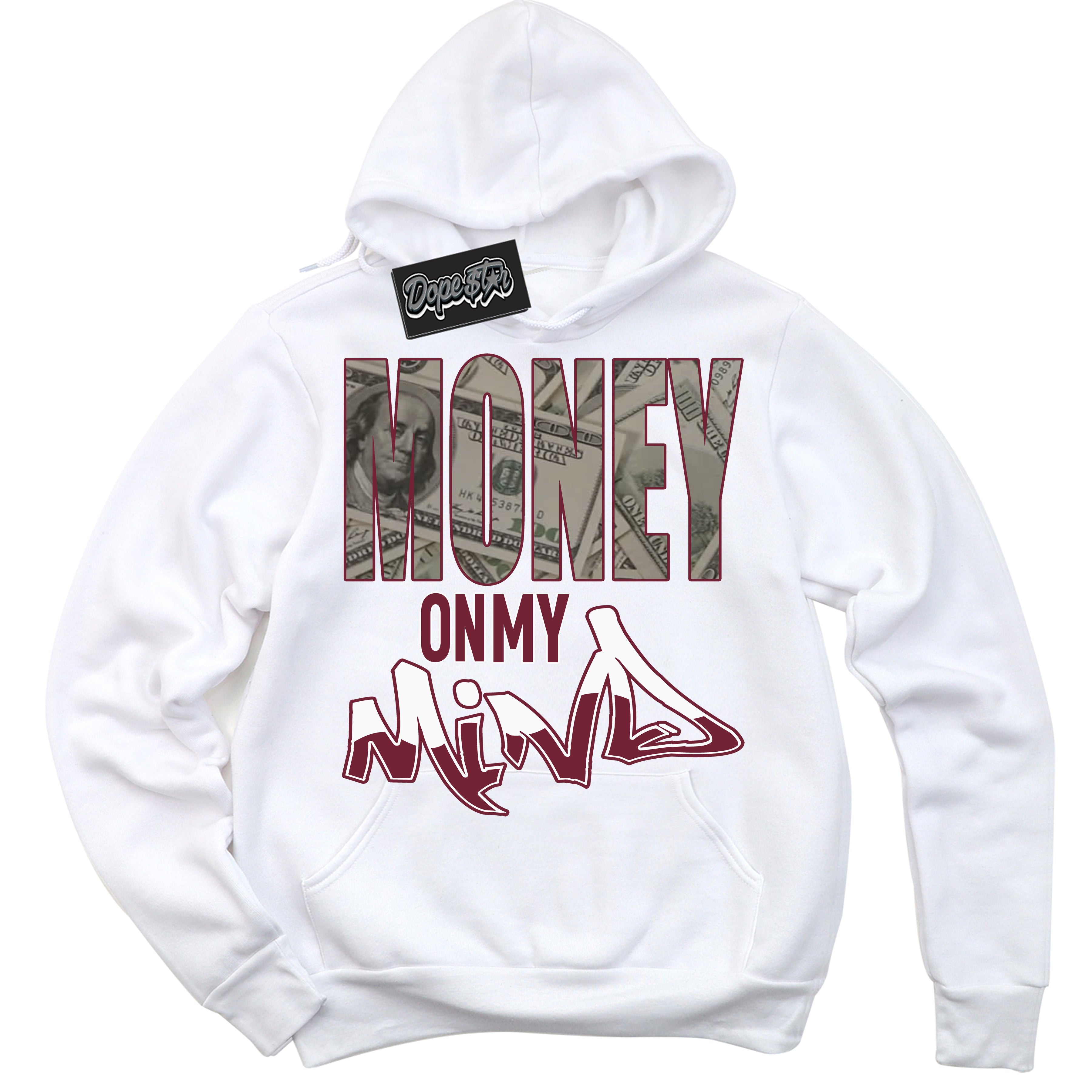 AJ6 Rings Team Red ‘Money On My Mind – White Streetwear Hoodie | Sneaker Matching sweatshirt for AJ6 Rings Team Red | Graphic Hoodie for Men & Women Streetwear by Sneaker Shirts Outlet.