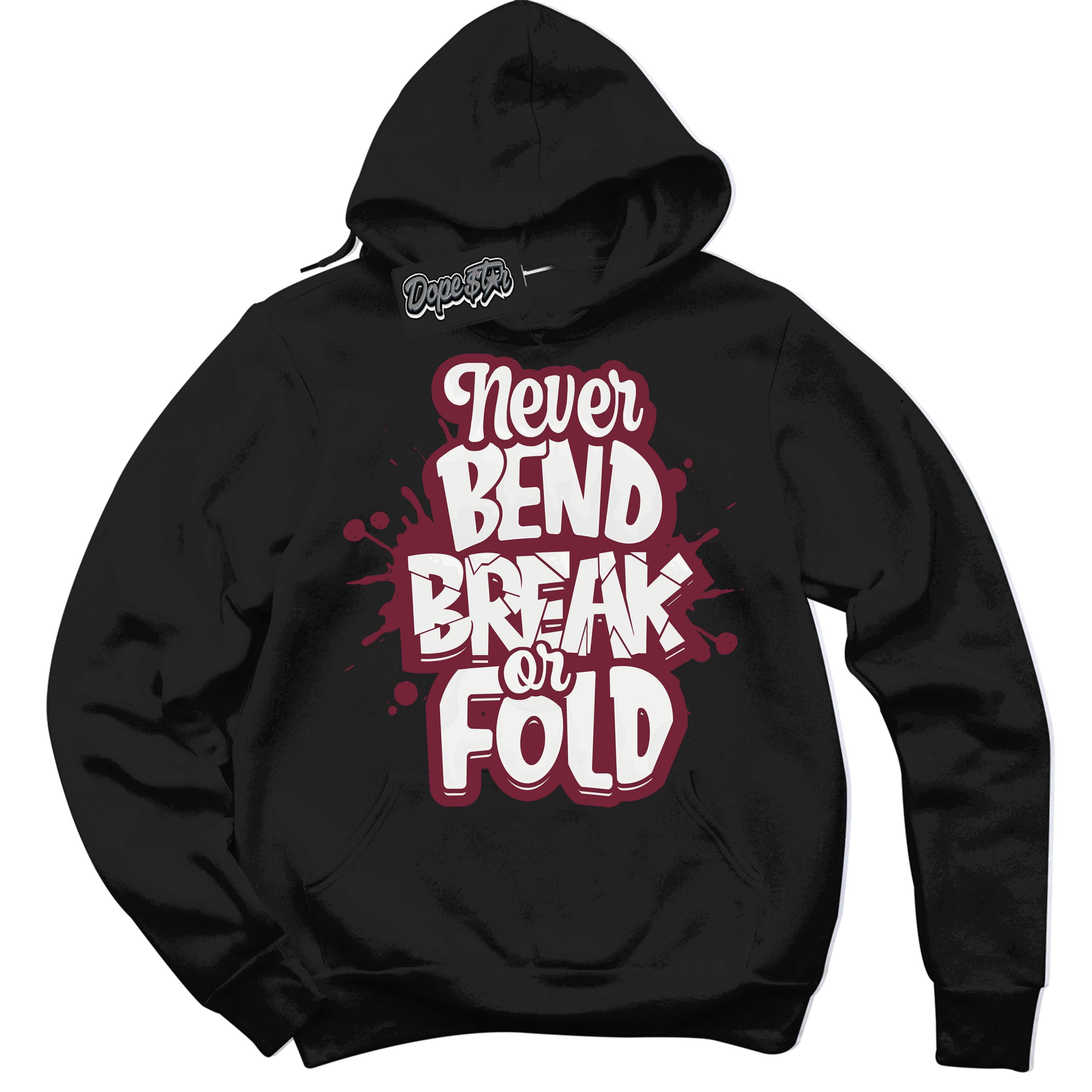 AJ6 Rings Team Red ‘Never Bend Break Or Fold – Black Streetwear Hoodie | Sneaker Matching sweatshirt for AJ6 Rings Team Red | Graphic Hoodie for Men & Women Streetwear by Sneaker Shirts Outlet.