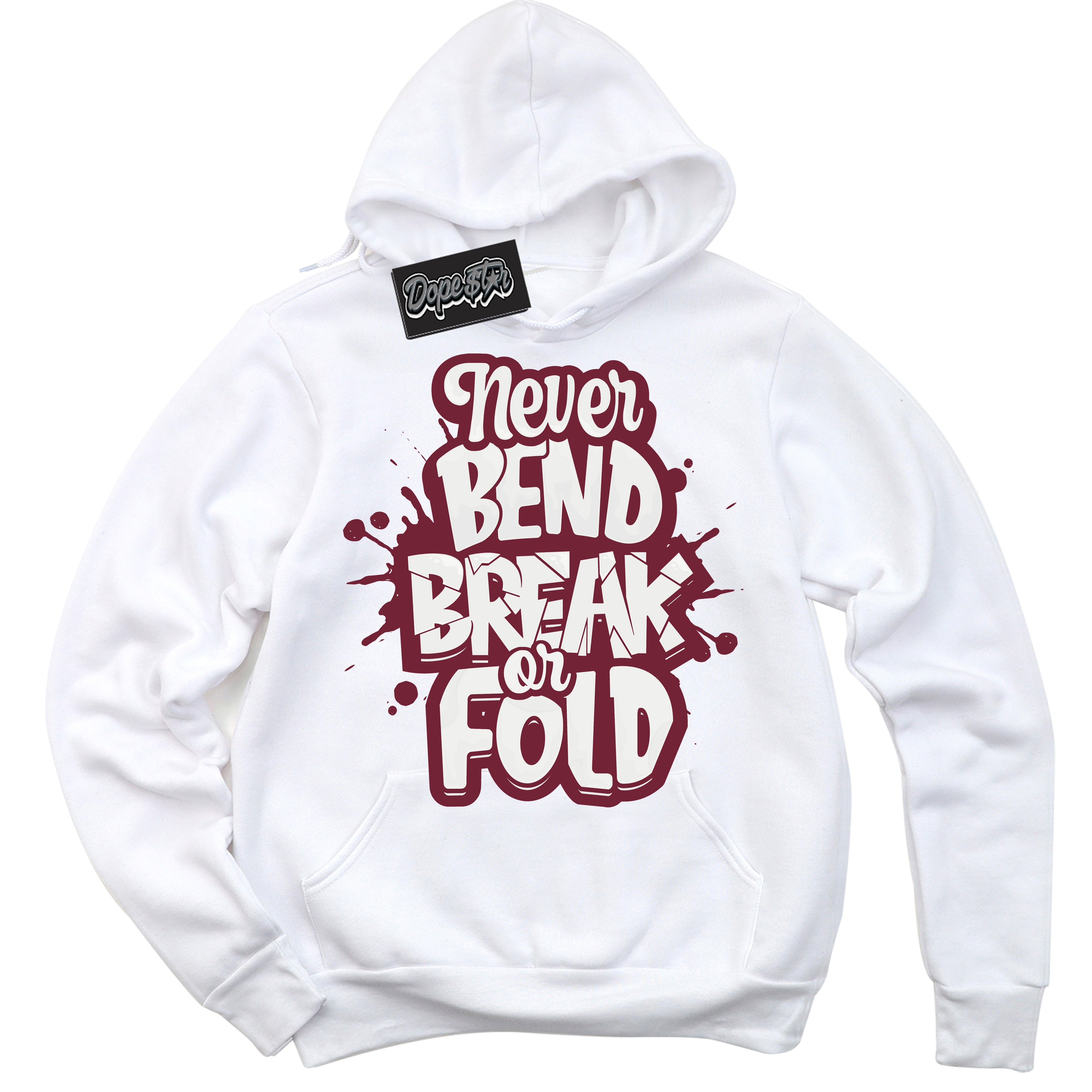 AJ6 Rings Team Red ‘Never Bend Break Or Fold – White Streetwear Hoodie | Sneaker Matching sweatshirt for AJ6 Rings Team Red | Graphic Hoodie for Men & Women Streetwear by Sneaker Shirts Outlet.