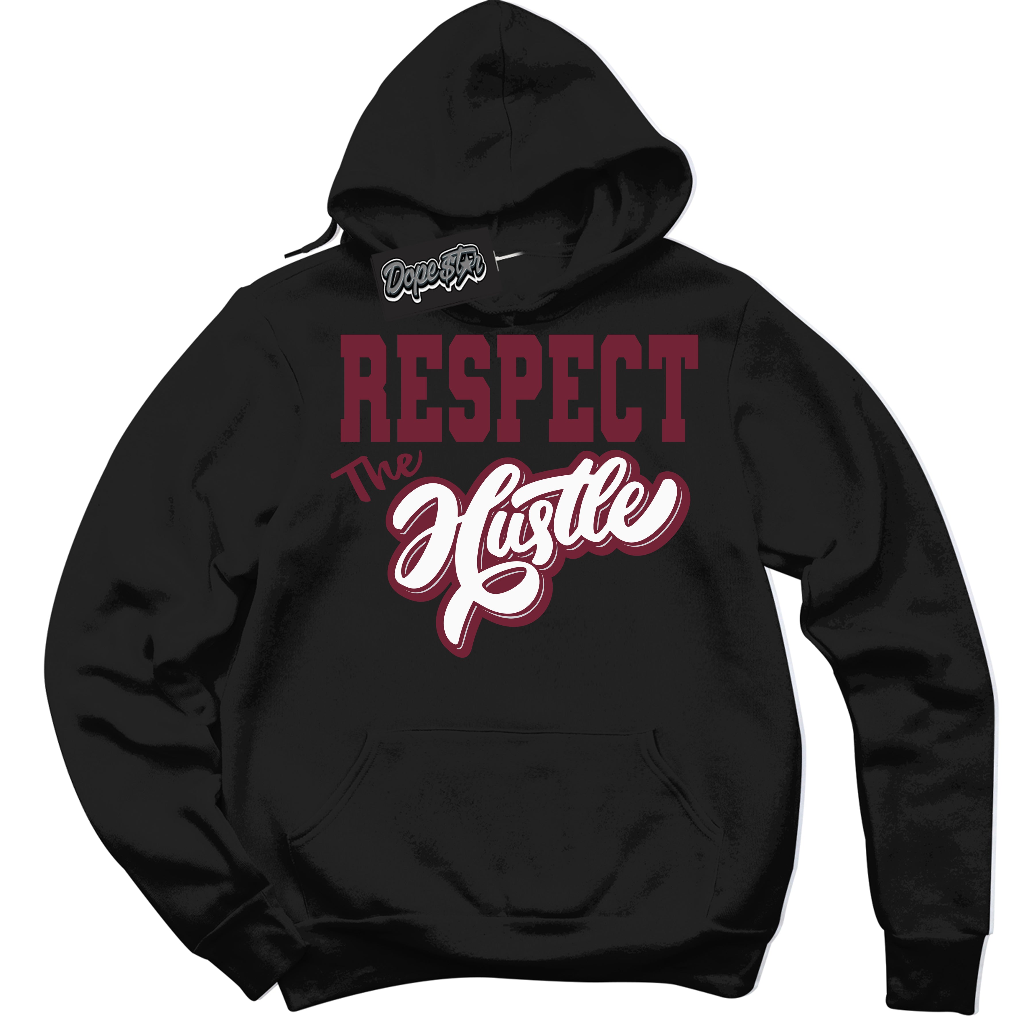 AJ6 Rings Team Red ‘Respect The Hustle – Black Streetwear Hoodie | Sneaker Matching sweatshirt for AJ6 Rings Team Red | Graphic Hoodie for Men & Women Streetwear by Sneaker Shirts Outlet.