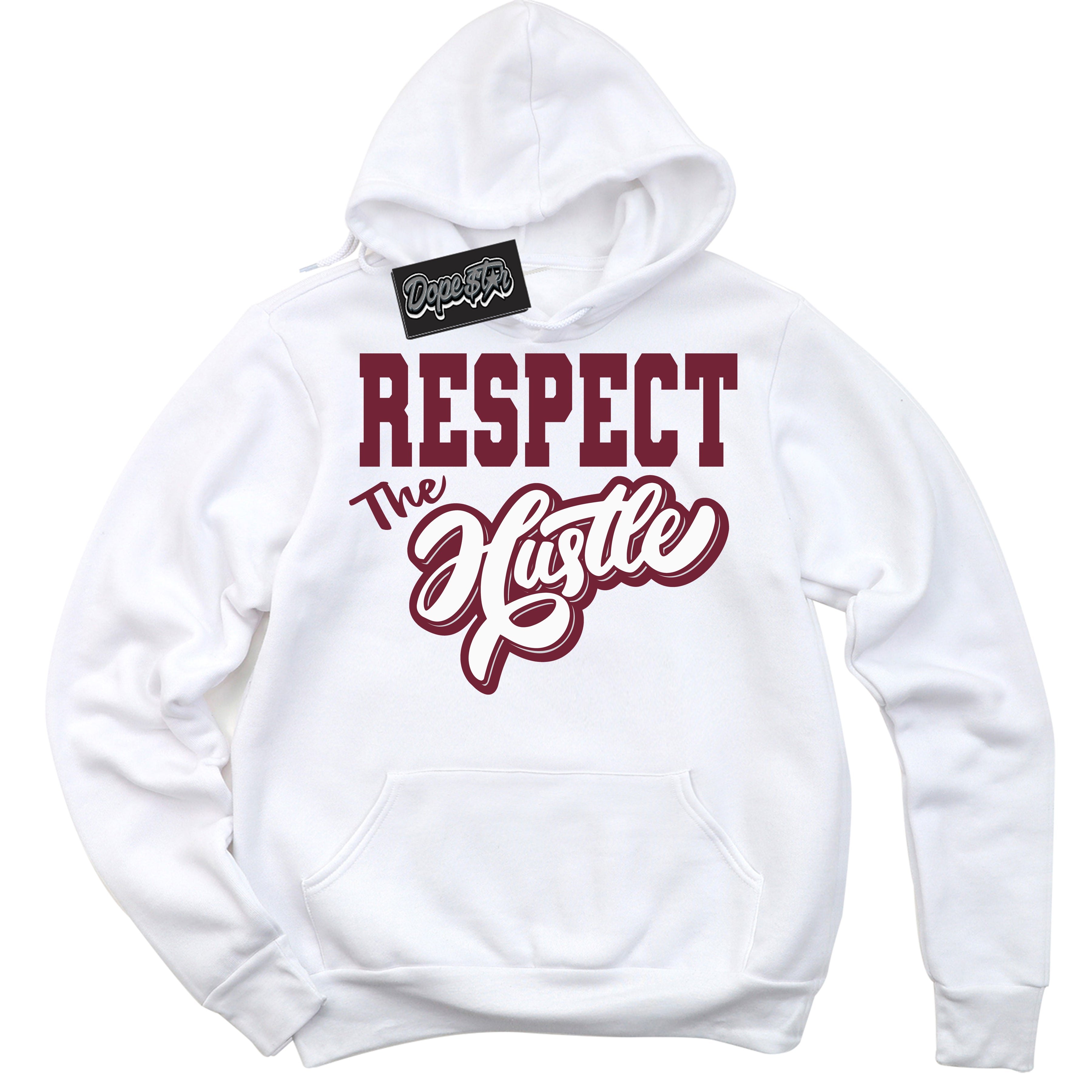 AJ6 Rings Team Red ‘Respect The Hustle – White Streetwear Hoodie | Sneaker Matching sweatshirt for AJ6 Rings Team Red | Graphic Hoodie for Men & Women Streetwear by Sneaker Shirts Outlet.