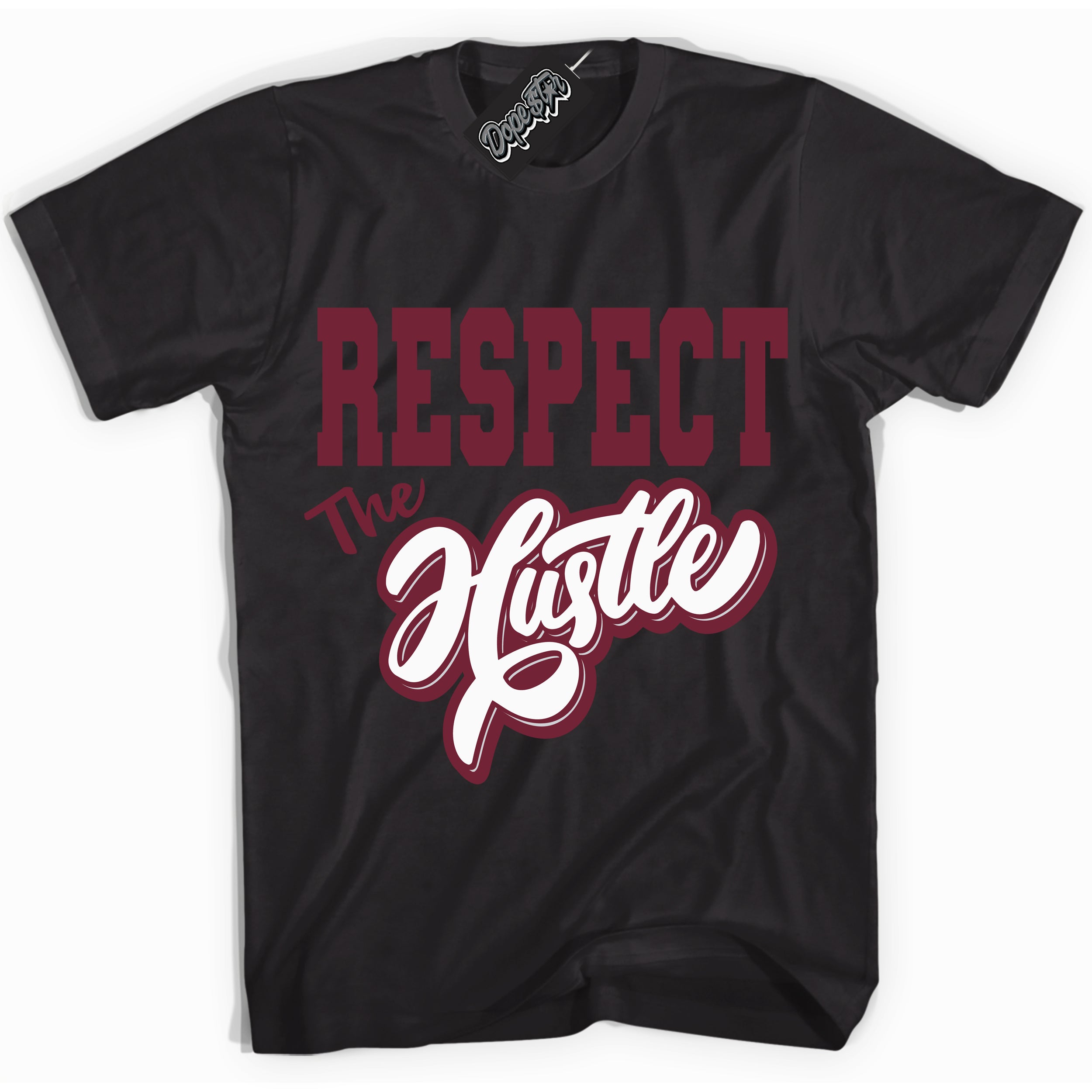 AJ6 Rings Team Red ‘Respect The Hustle – Black Streetwear T-Shirt | Sneaker Matching shirt for AJ6 Rings Team Red | Graphic Tee for Men & Women Streetwear by Sneaker Shirts Outlet.