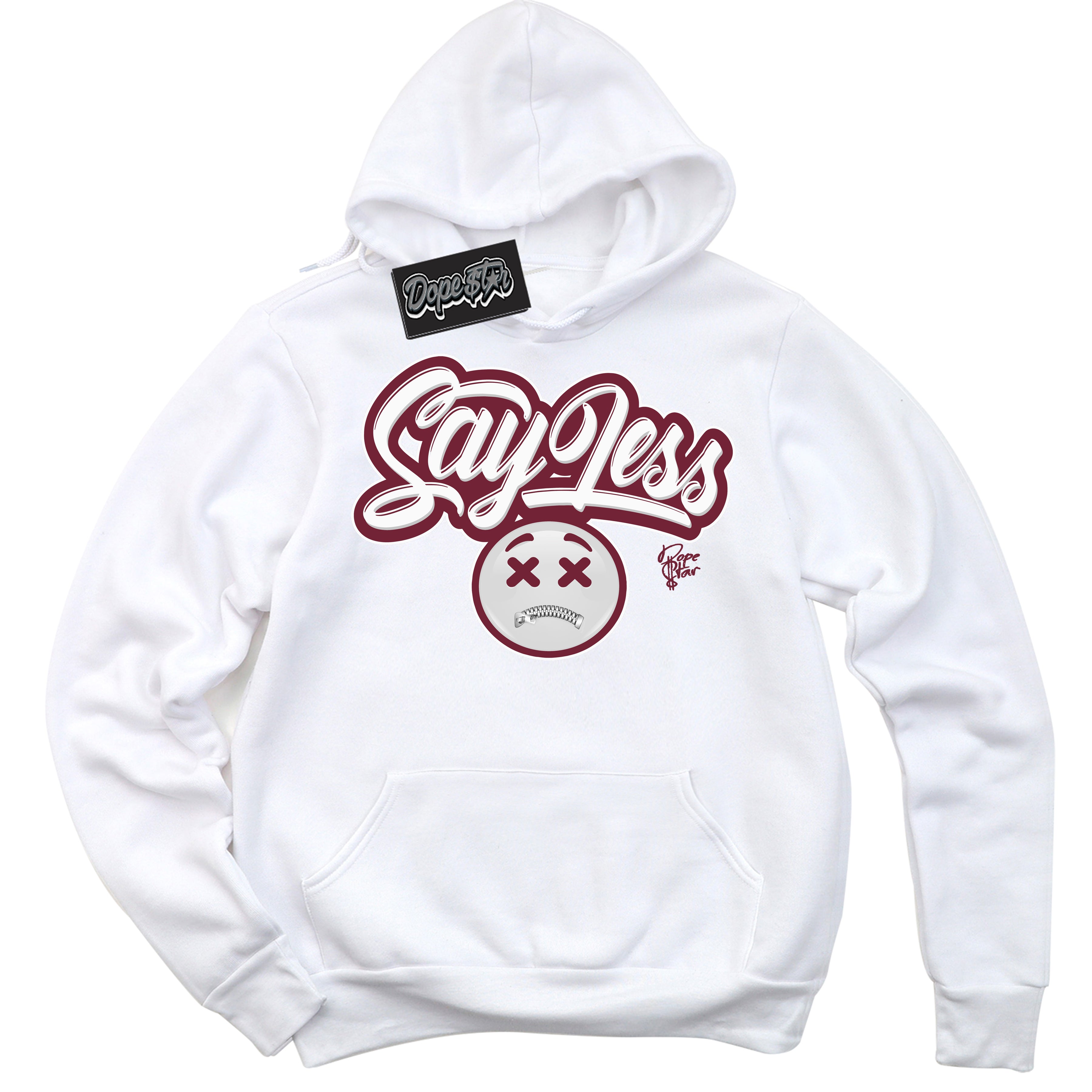 AJ6 Rings Team Red ‘Say Less – White Streetwear Hoodie | Sneaker Matching sweatshirt for AJ6 Rings Team Red | Graphic Hoodie for Men & Women Streetwear by Sneaker Shirts Outlet.