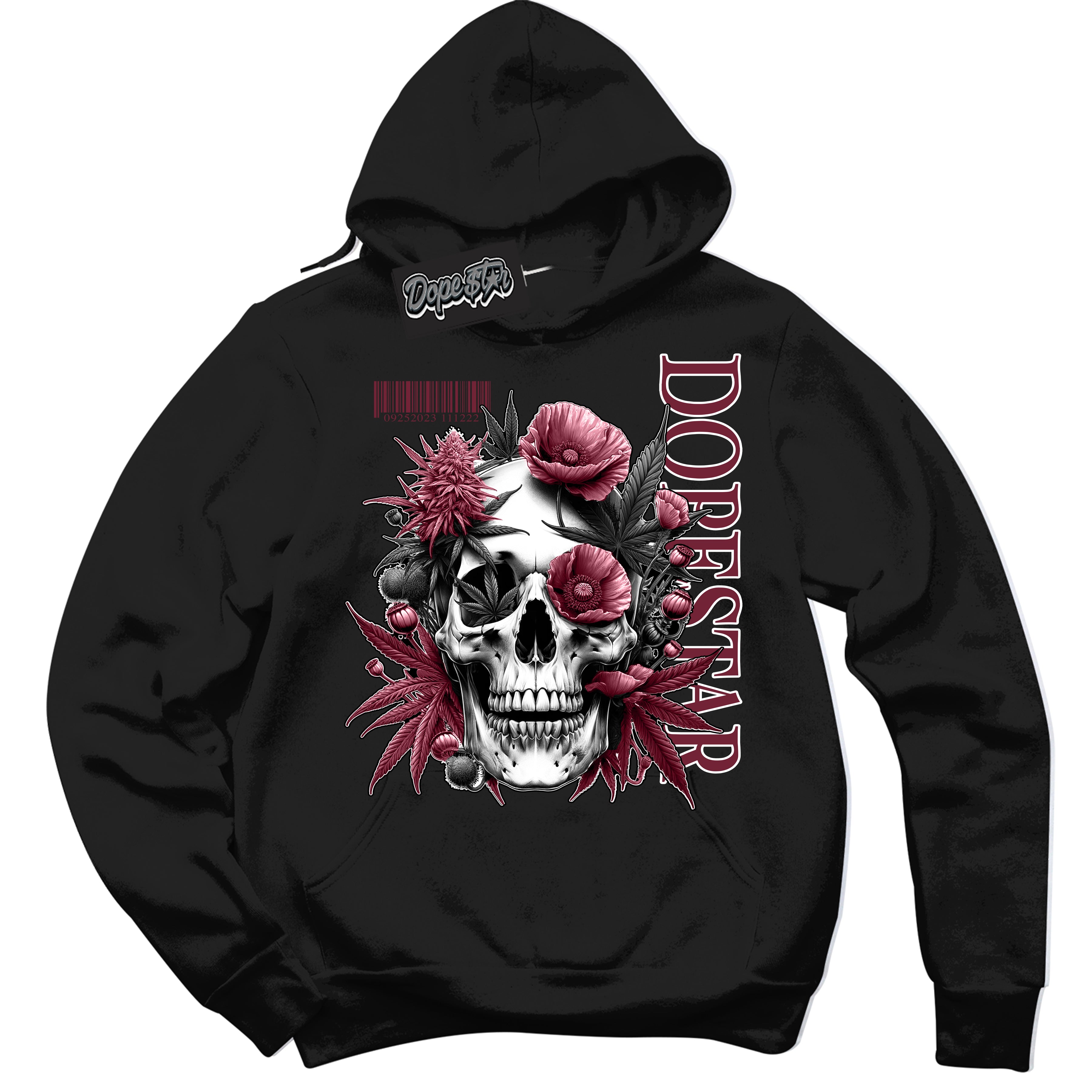 AJ6 Rings Team Red ‘Skull Poppies – Black Streetwear Hoodie | Sneaker Matching sweatshirt for AJ6 Rings Team Red | Graphic Hoodie for Men & Women Streetwear by Sneaker Shirts Outlet.