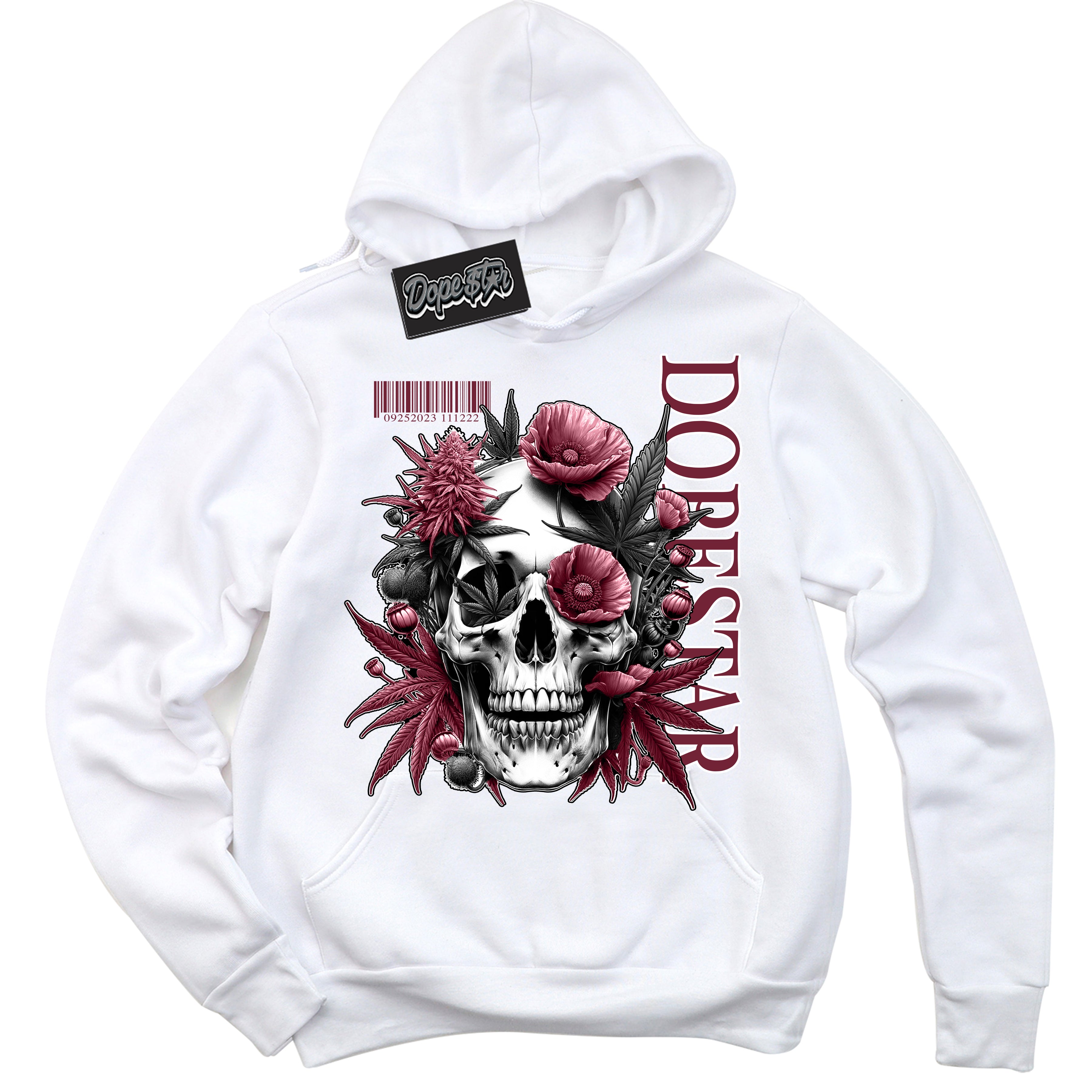 AJ6 Rings Team Red ‘Skull Poppies – White Streetwear Hoodie | Sneaker Matching sweatshirt for AJ6 Rings Team Red | Graphic Hoodie for Men & Women Streetwear by Sneaker Shirts Outlet.