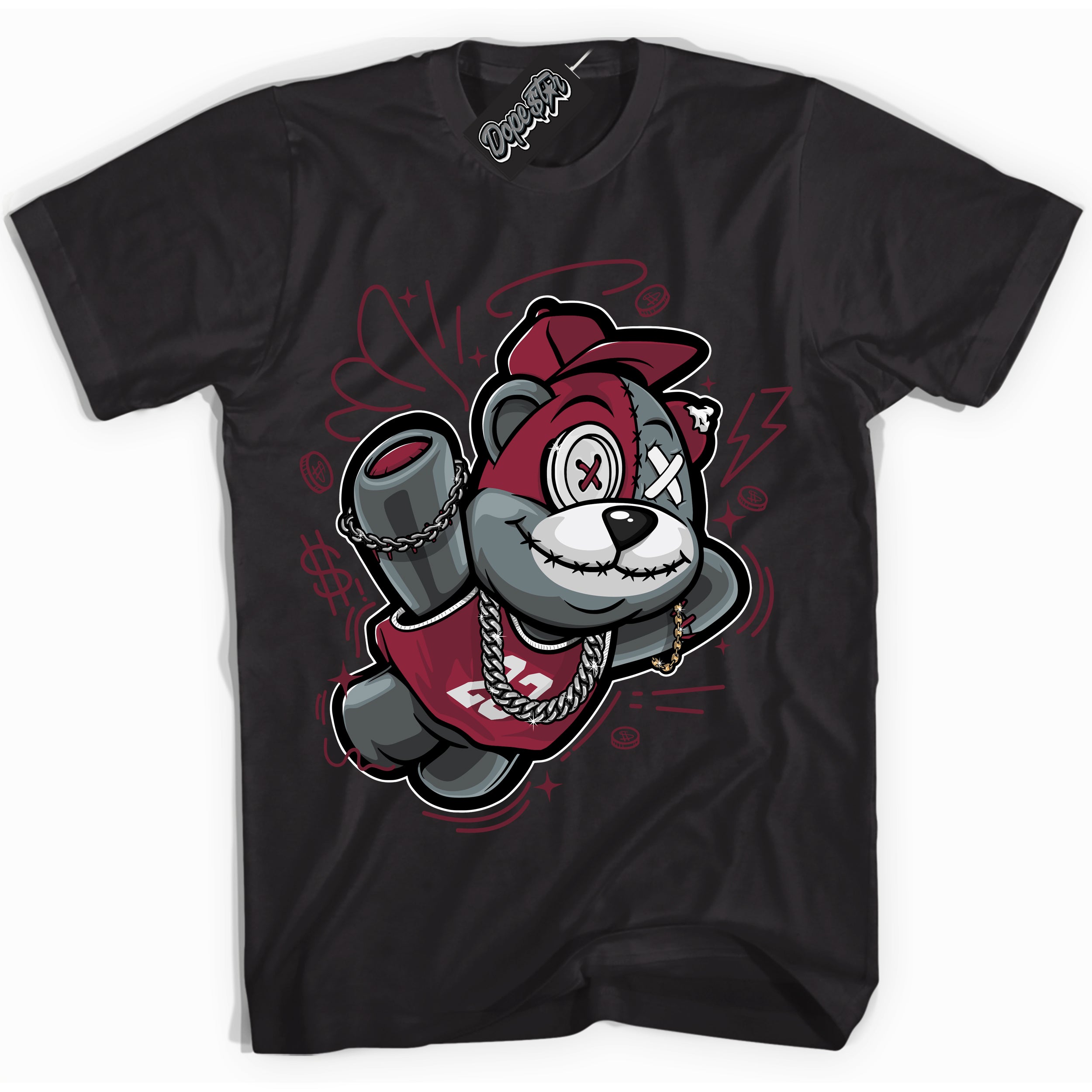 AJ6 Rings Team Red ‘Slam Dunk Bear – Black Streetwear T-Shirt | Sneaker Matching shirt for AJ6 Rings Team Red | Graphic Tee for Men & Women Streetwear by Sneaker Shirts Outlet.